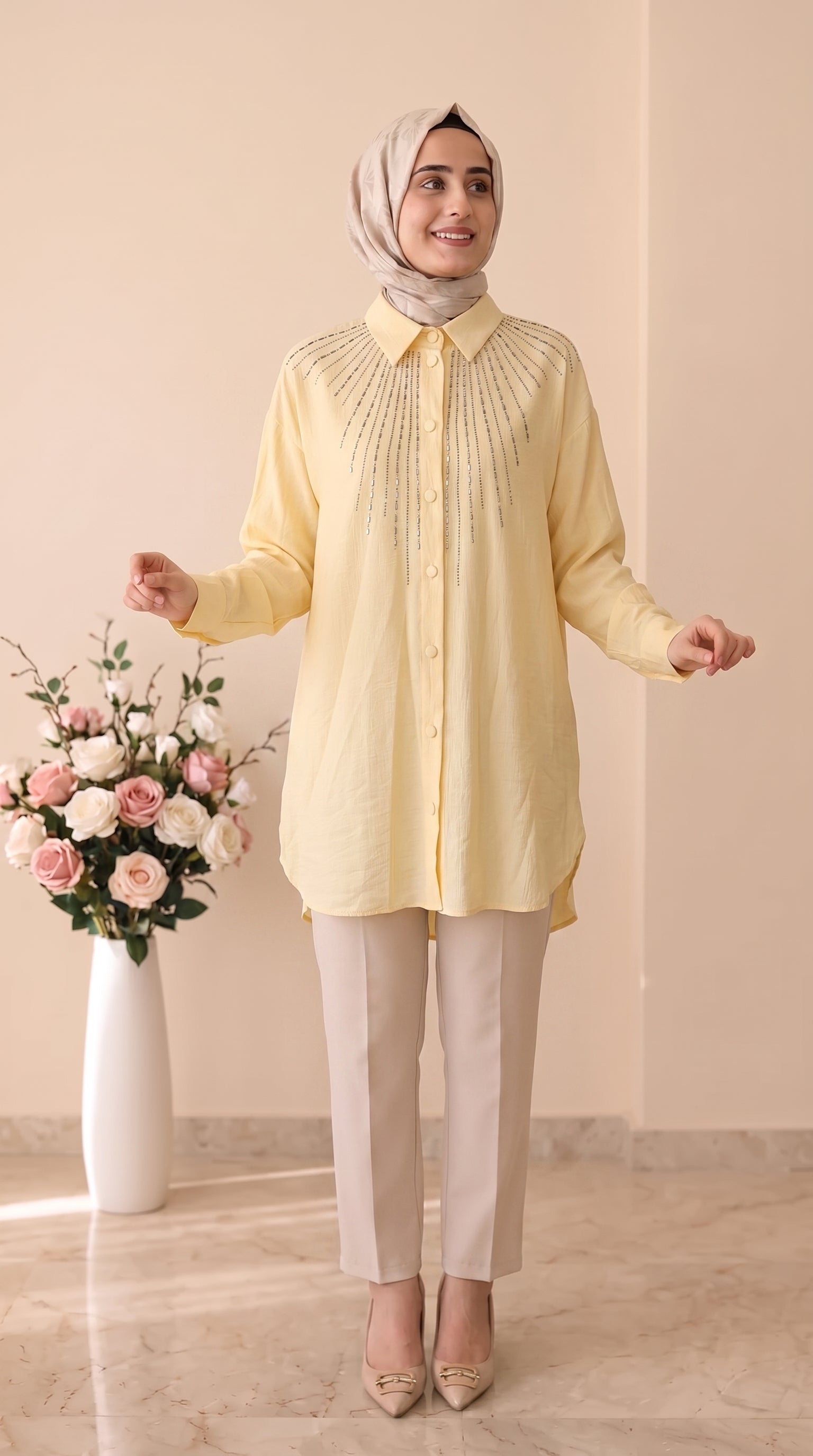 Güner Moda Taş İşlemeli Tunik 0678