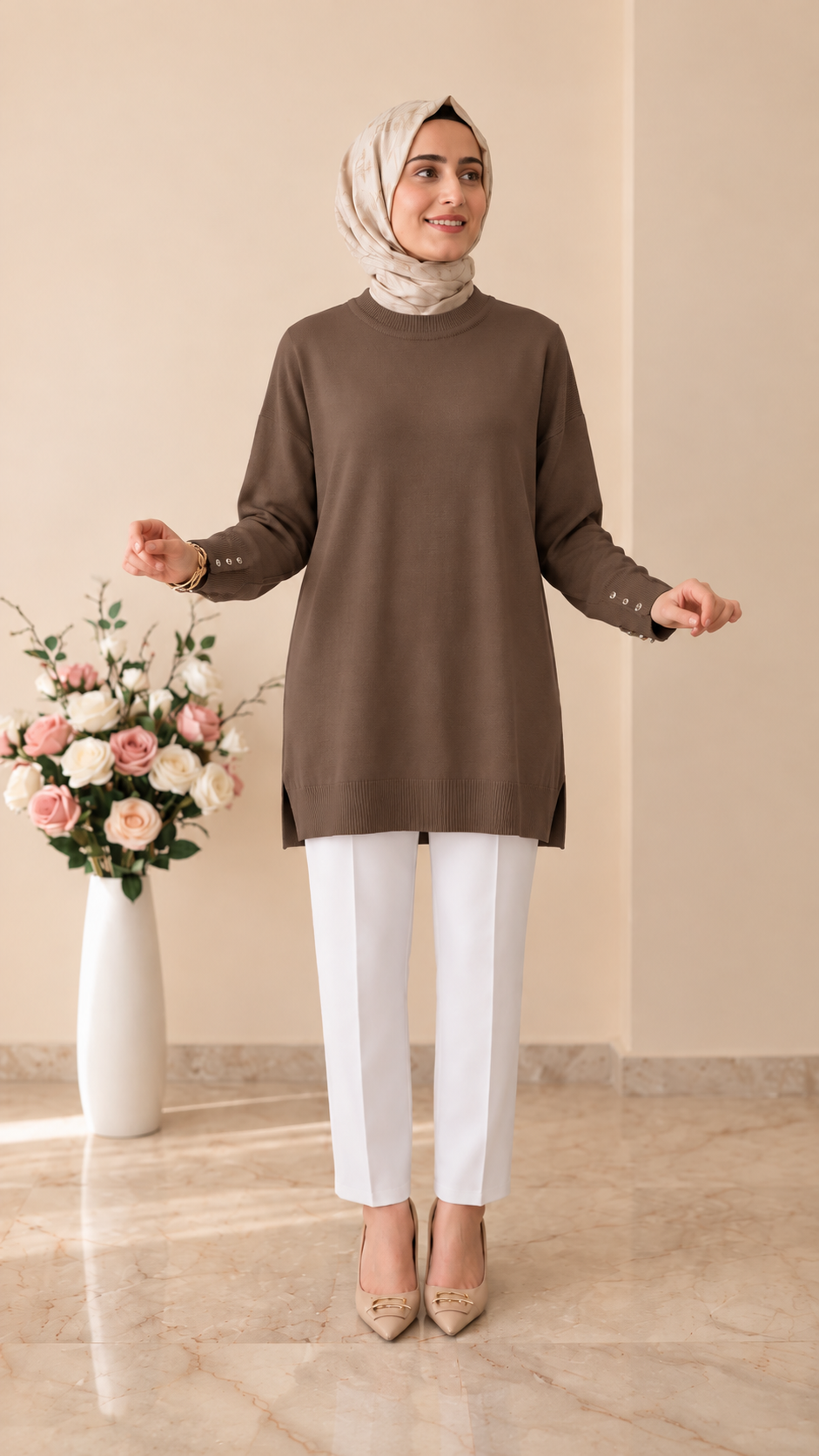 Beranisa Kolları Düğme Detaylı Tunik