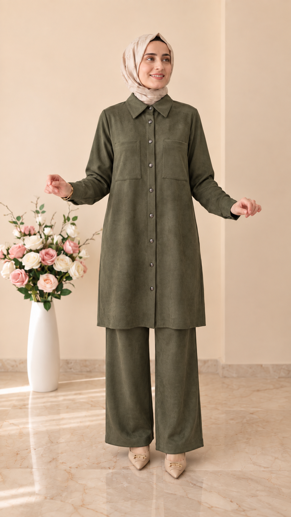 Doque Çıtçıtlı Süet Pantolonlu Takım 56059