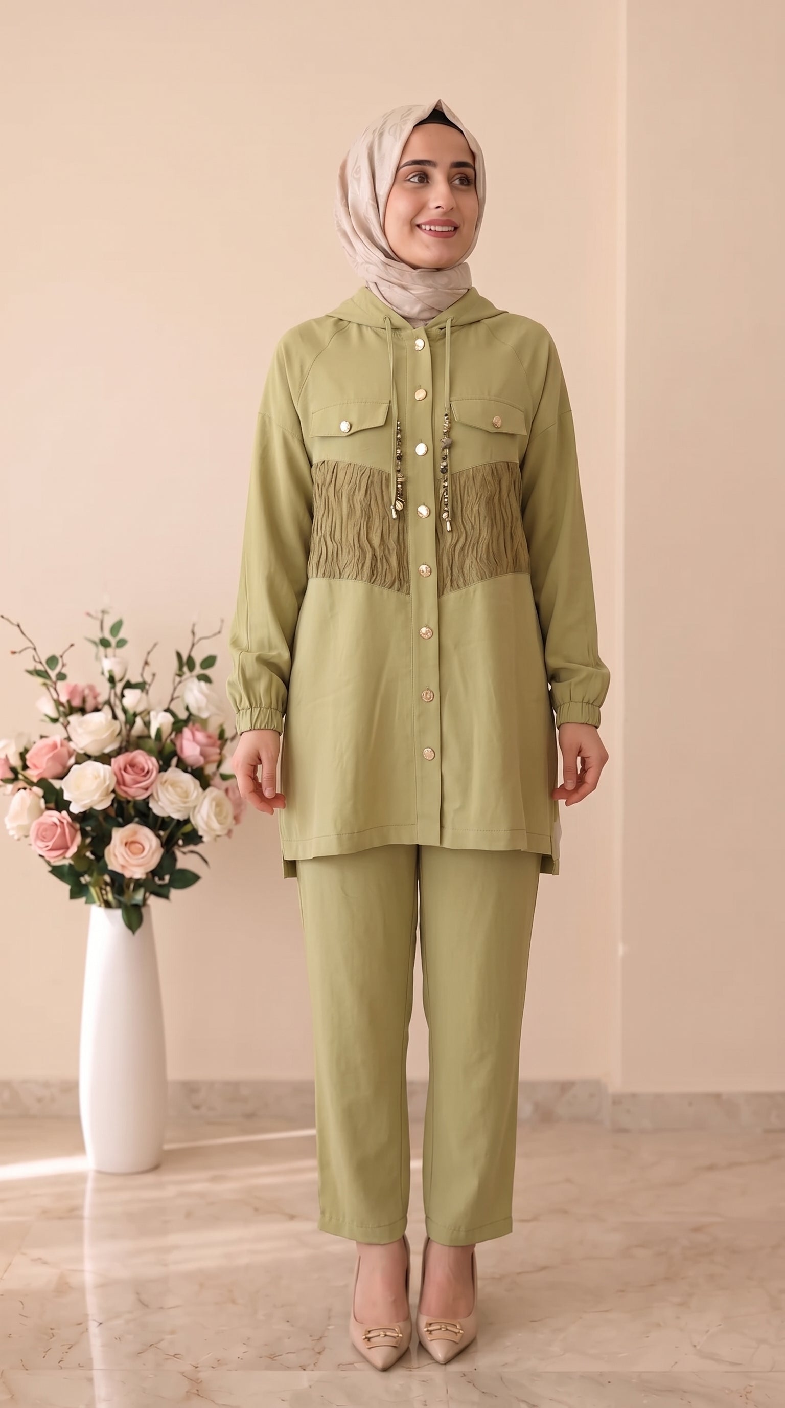 Stella Gold Dümeli Pantolonlu Takım 1562