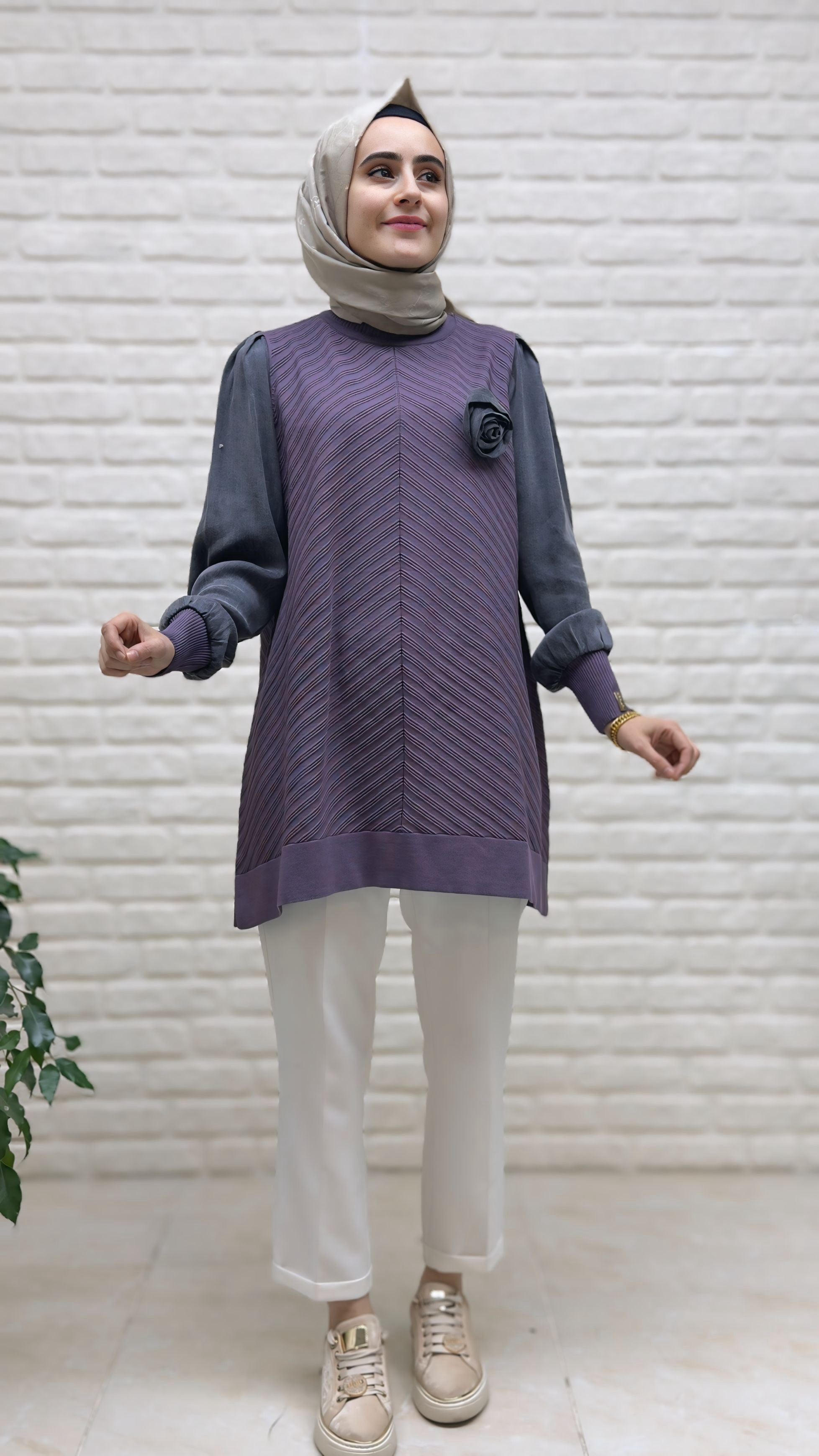 Beranisa Kolları Kupra Soğuk İp Tunik 3977