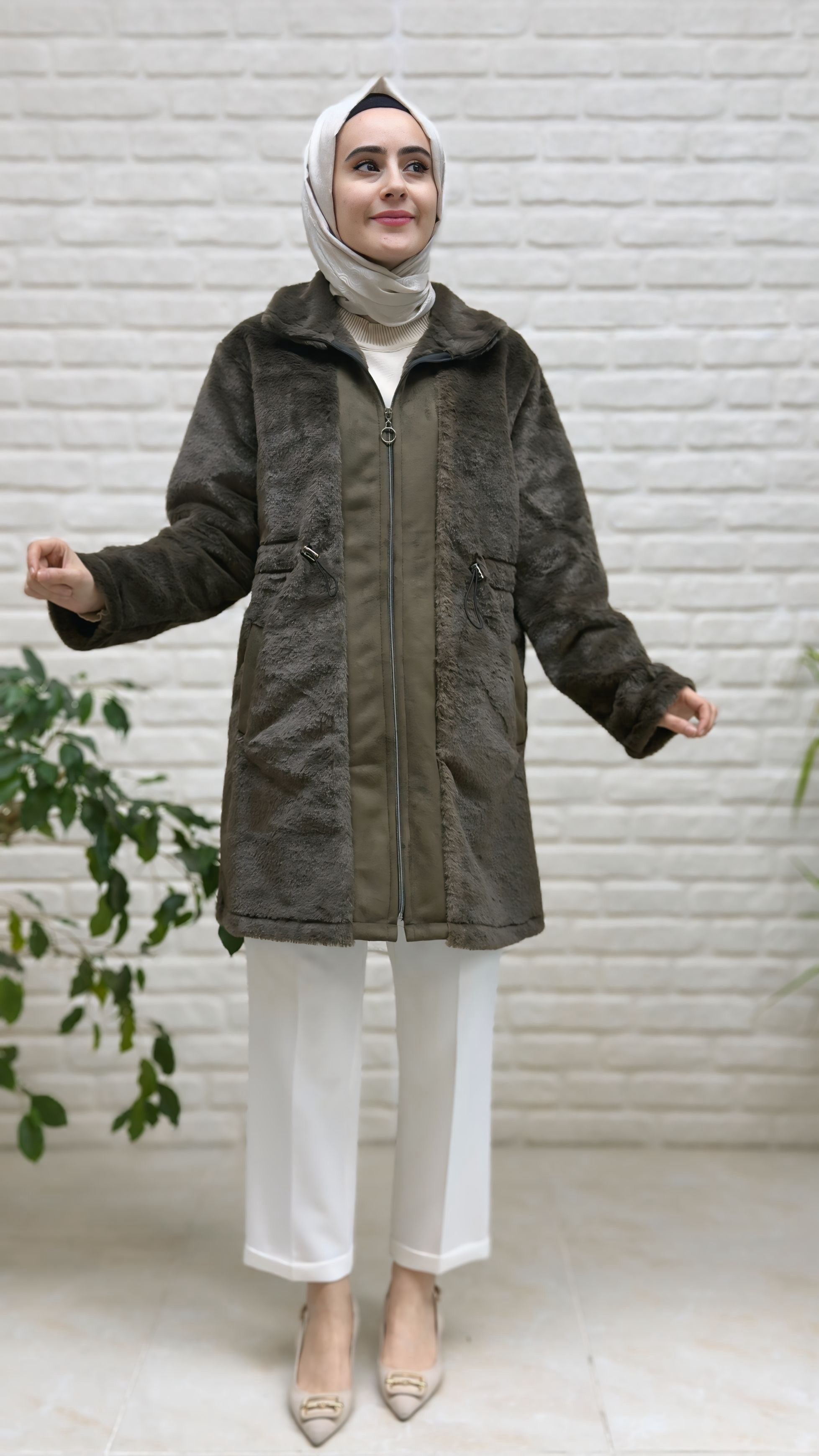 Beranisa Angora Beli Büzgülü Ceket 3986