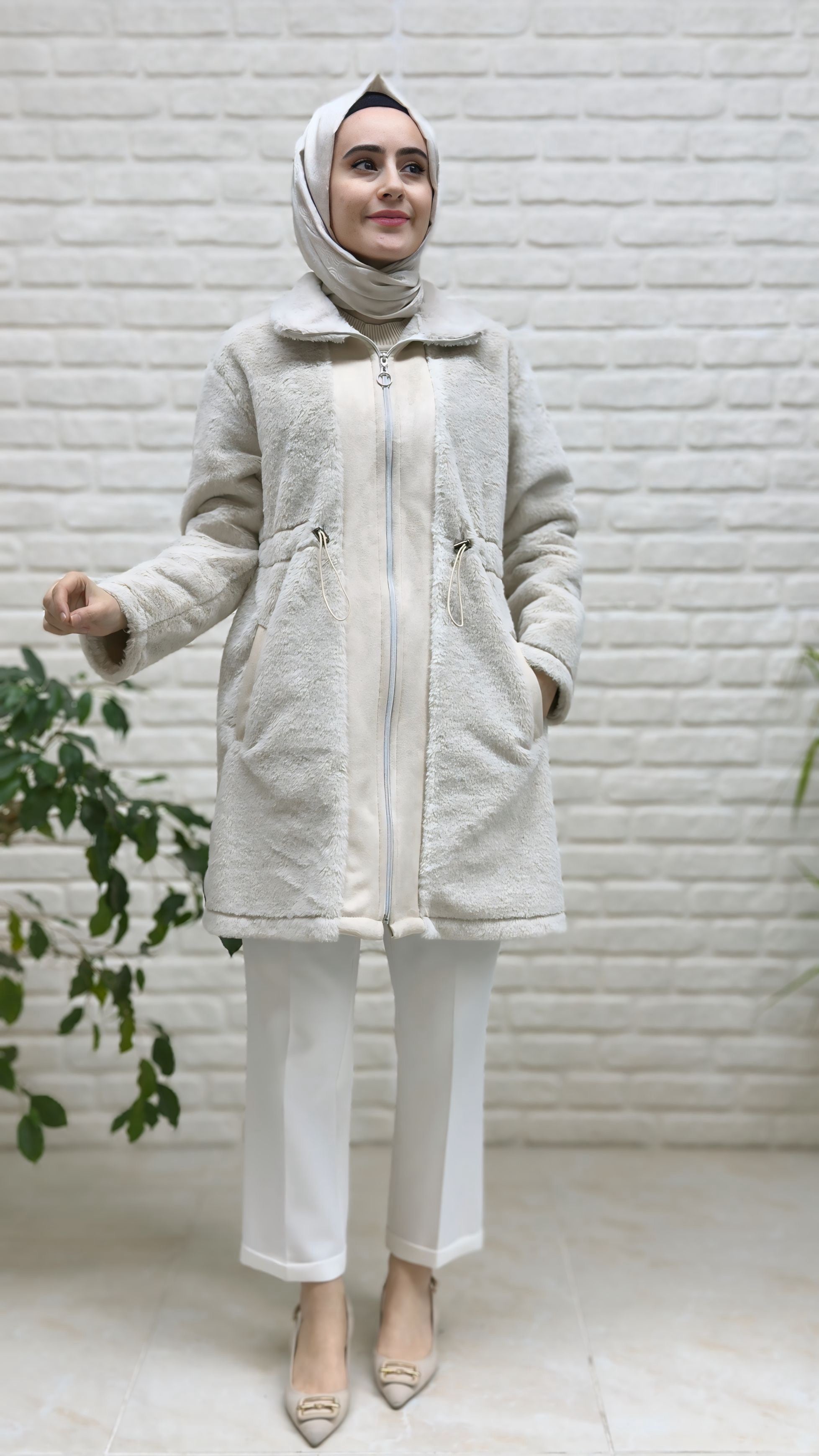 Beranisa Angora Beli Büzgülü Ceket 3986