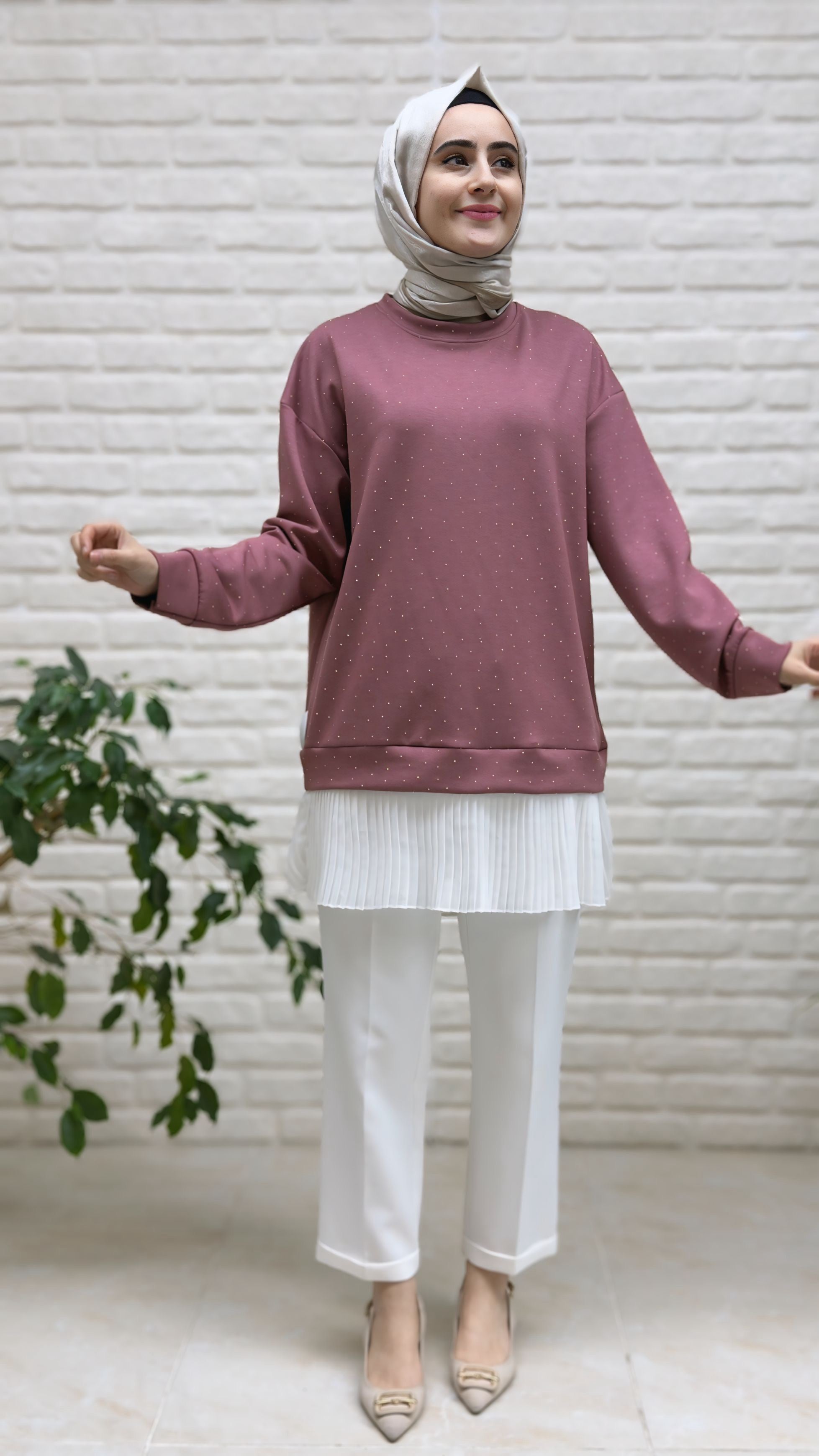 Beranisa Taş Detaylı Piliseli Tunik 3982