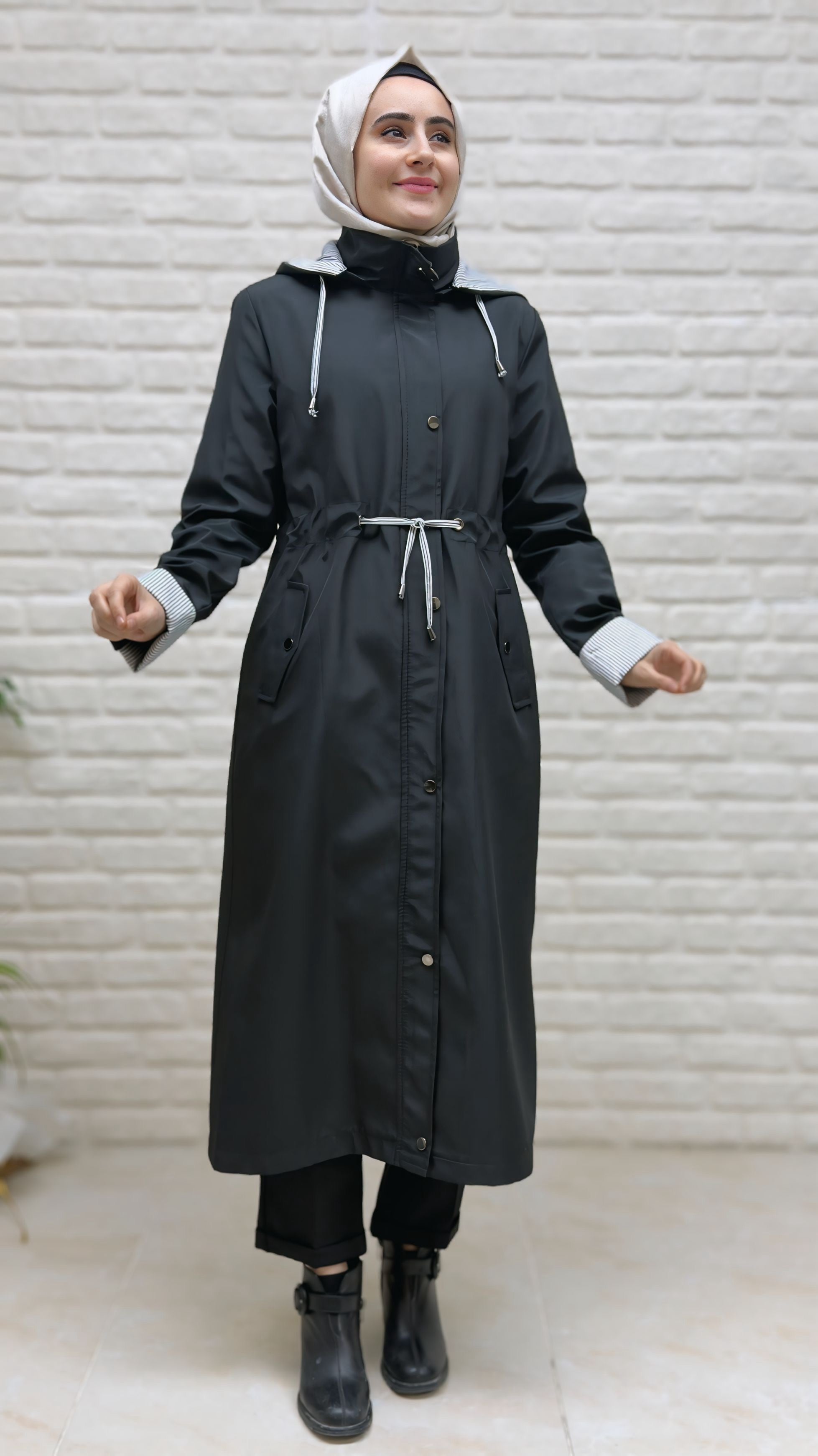 Moda Perfect Önden Fermuarlı Trenç 25803