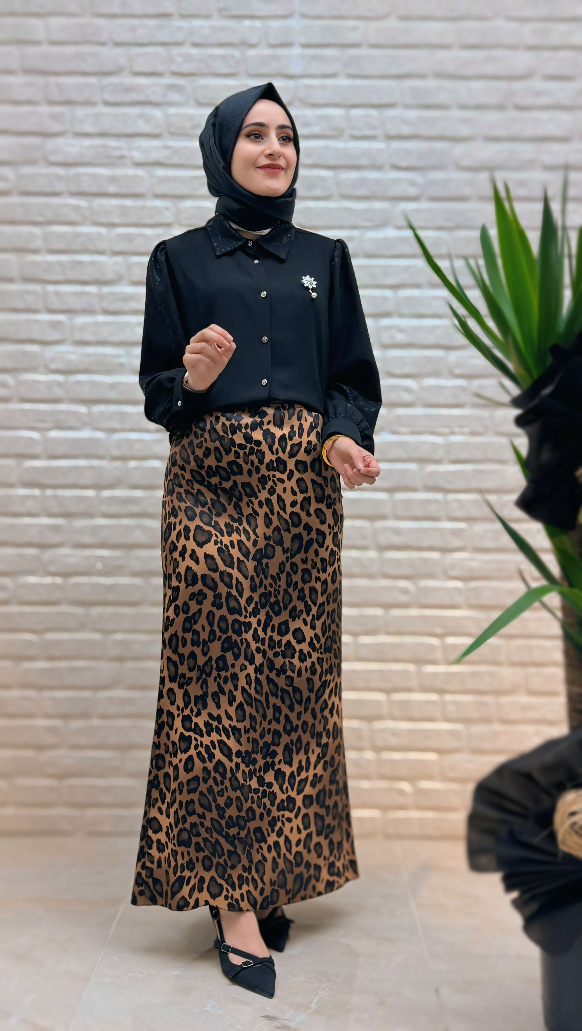 Yariş Leopar Desen Kalem Etek 8181