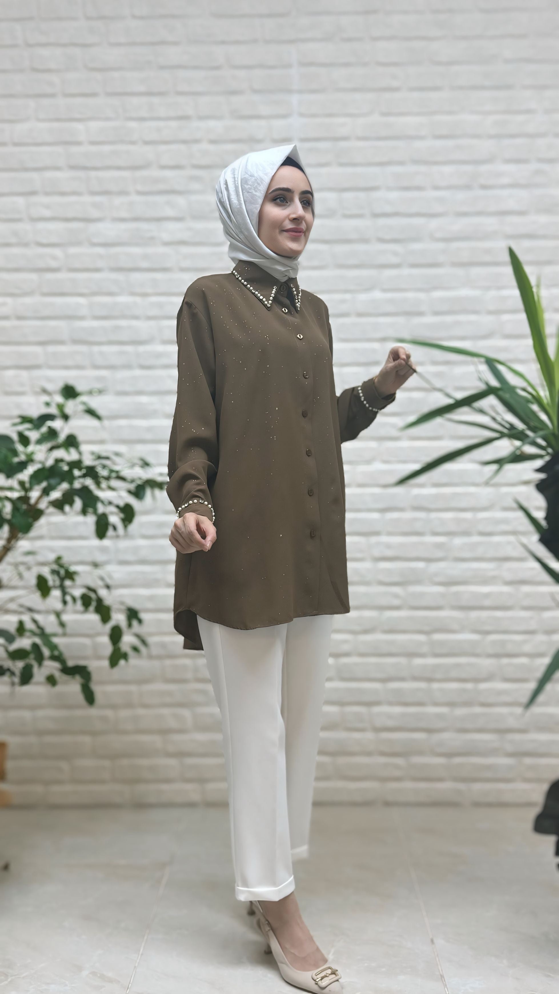 Eylül Yakası Ve Manşeti Taşlı Tunik 1972