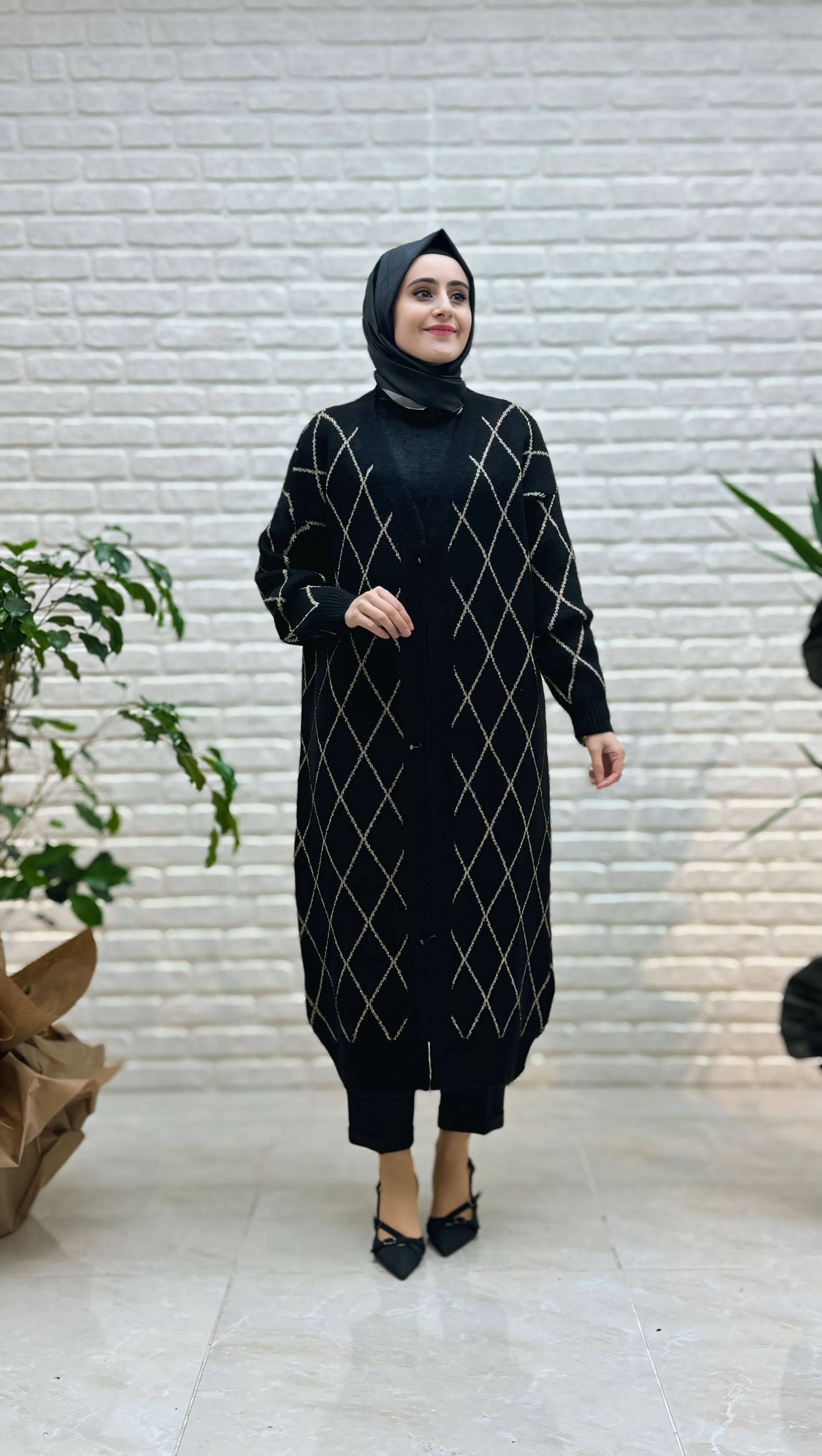 Beranisa Simli Çizgi Desen Yumoş Hırka