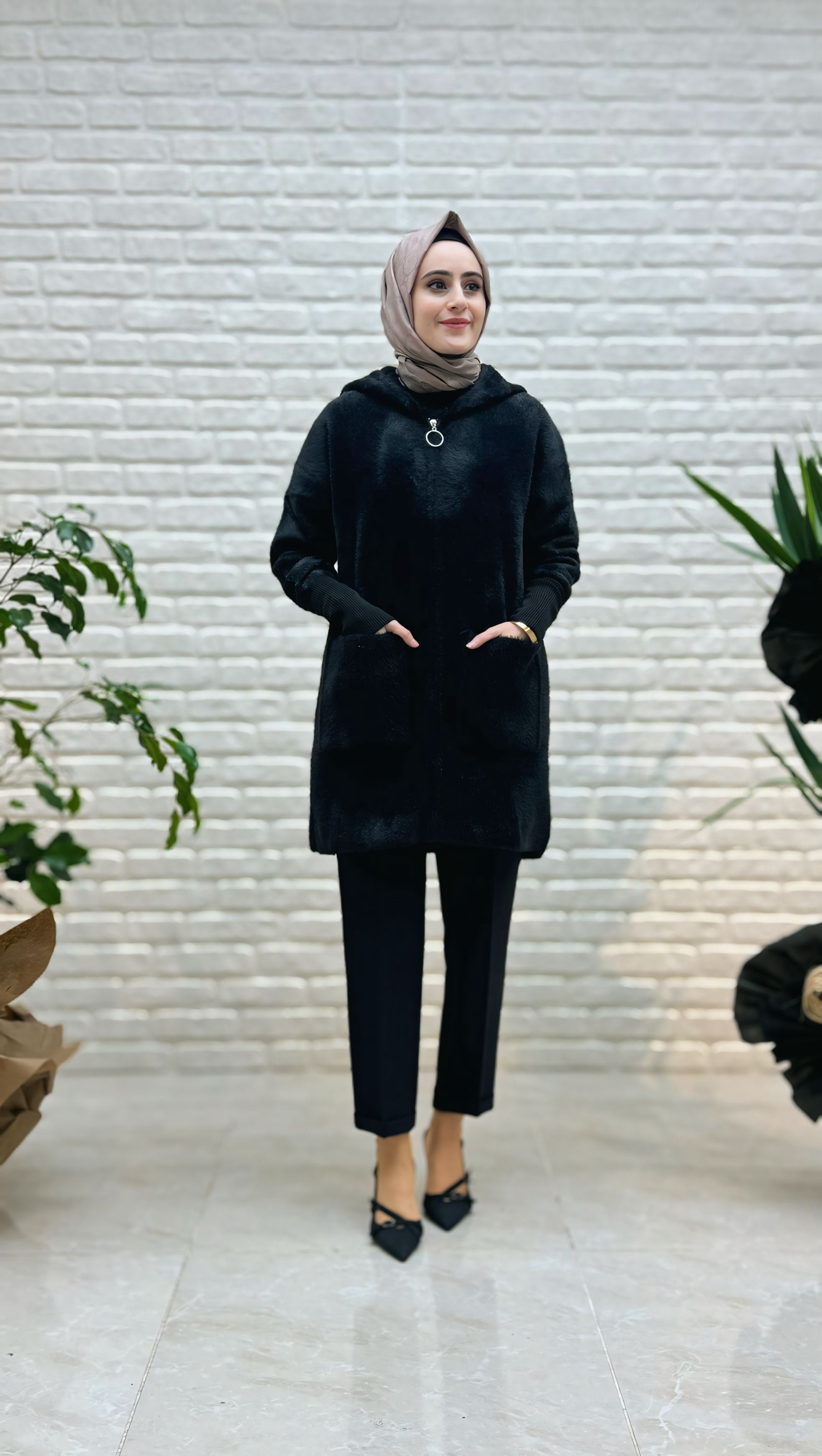 Gülseli Angora Kapşonlu Hırka 141716