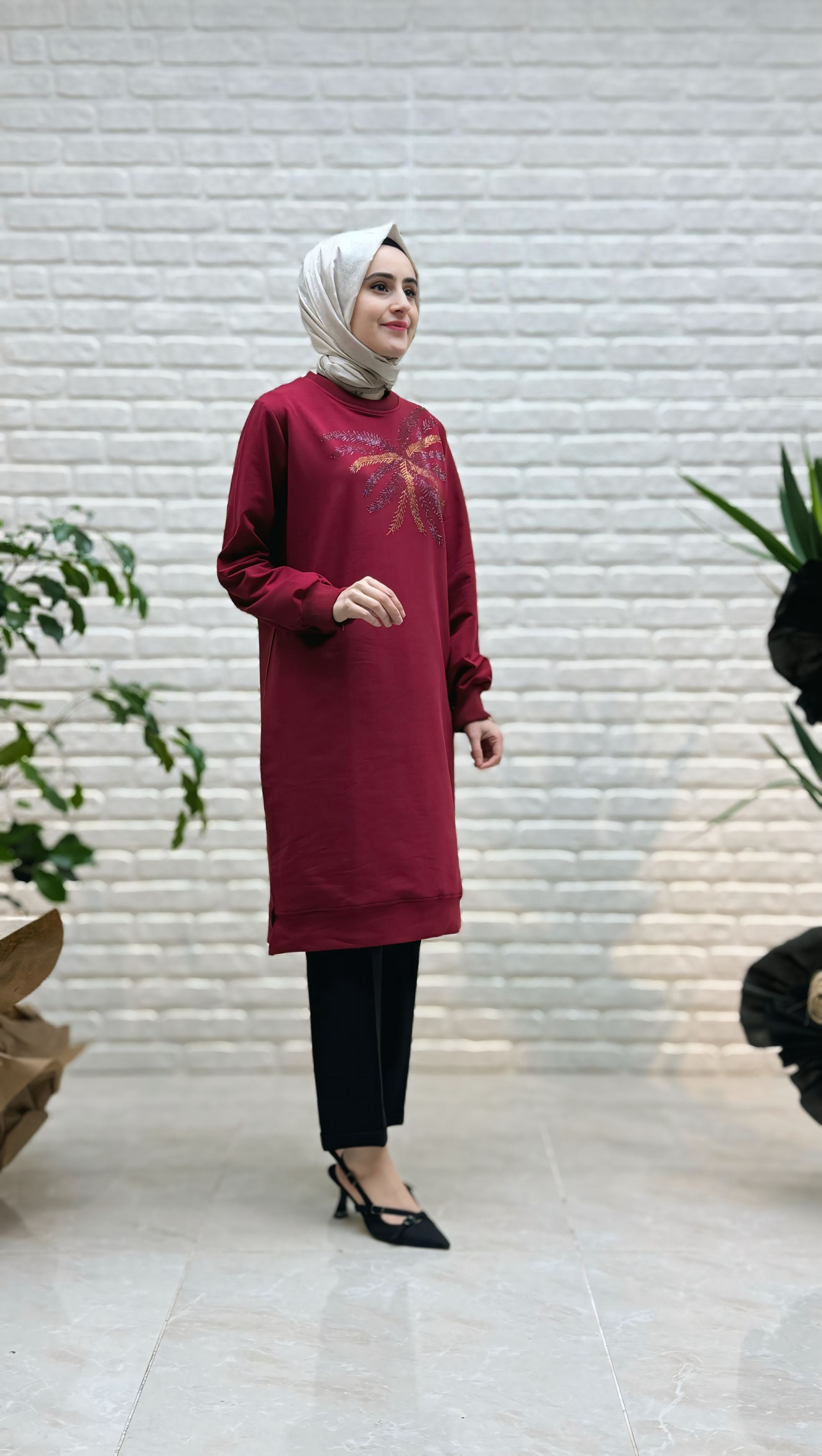 Ayşe Akay Palmiye Desenli Tunik