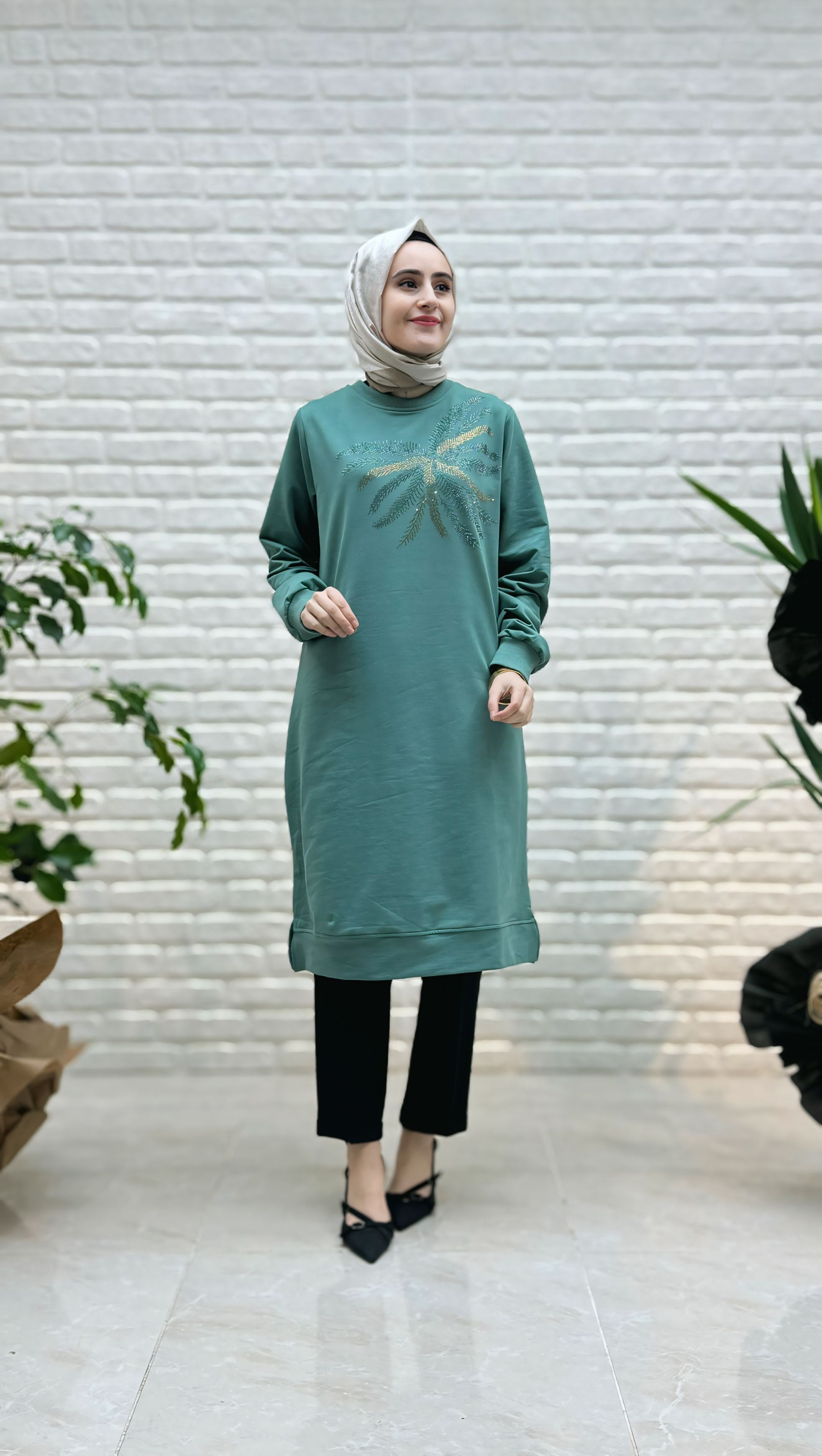 Ayşe Akay Palmiye Desenli Tunik