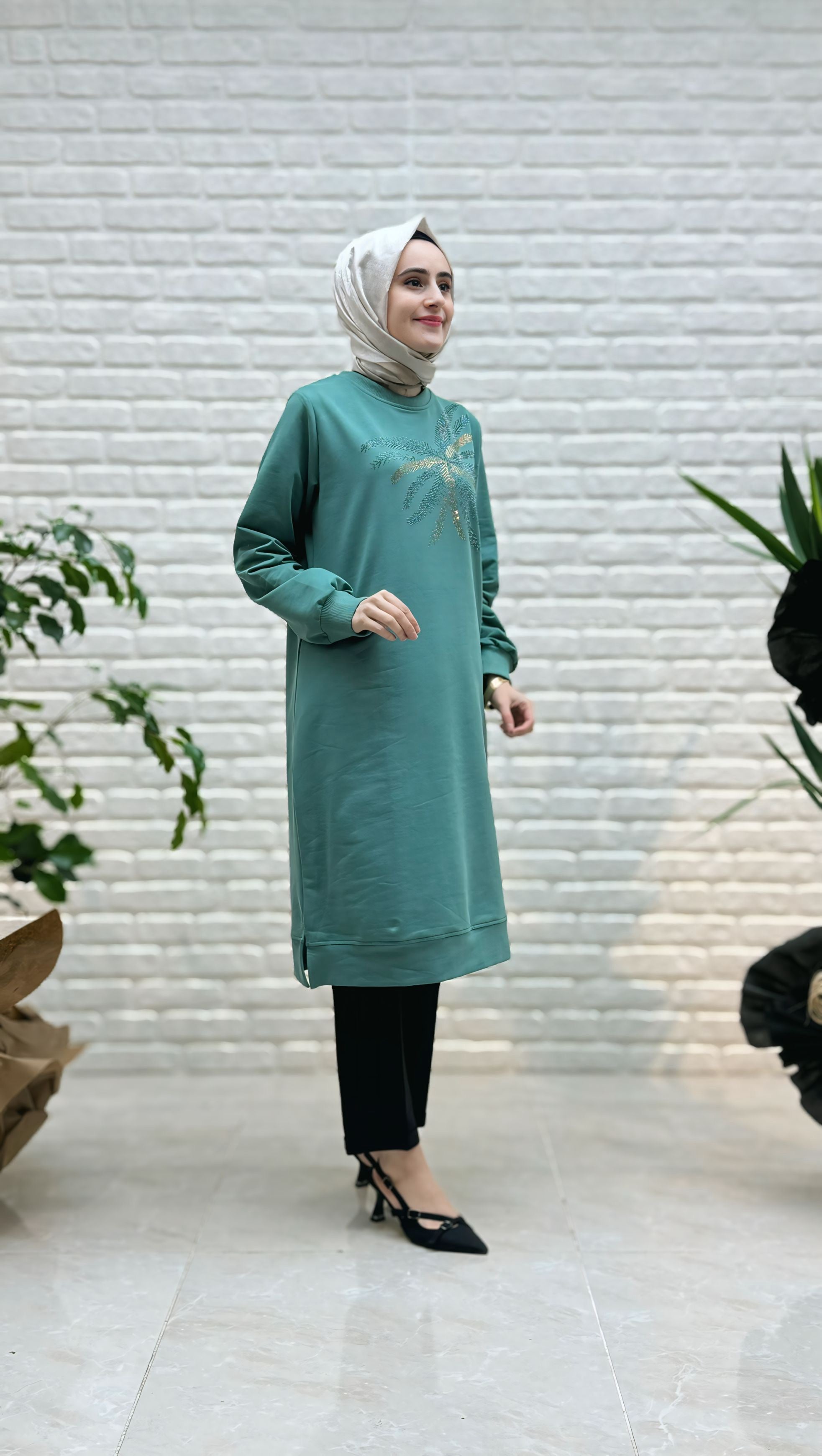 Ayşe Akay Palmiye Desenli Tunik