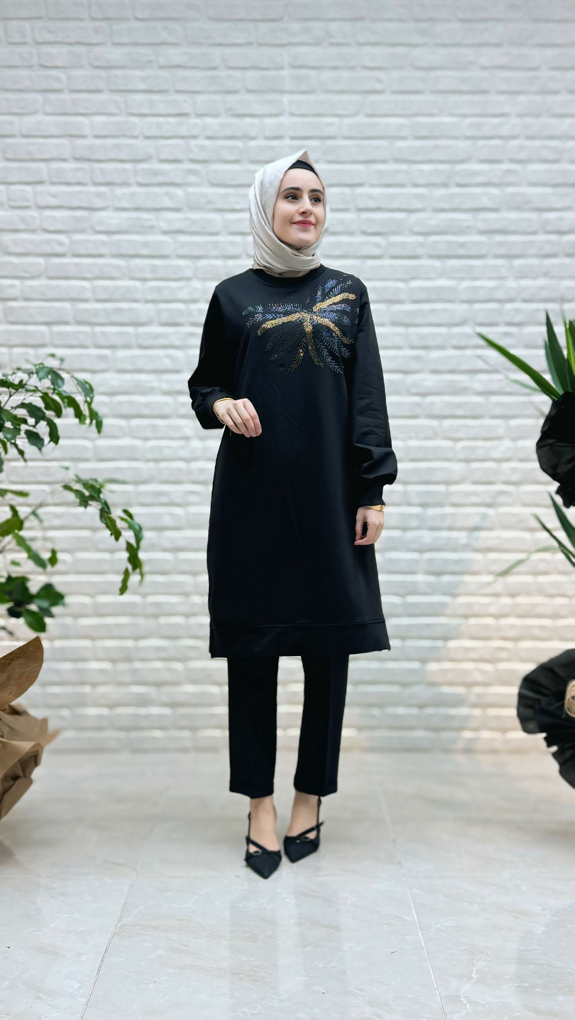 Ayşe Akay Palmiye Desenli Tunik