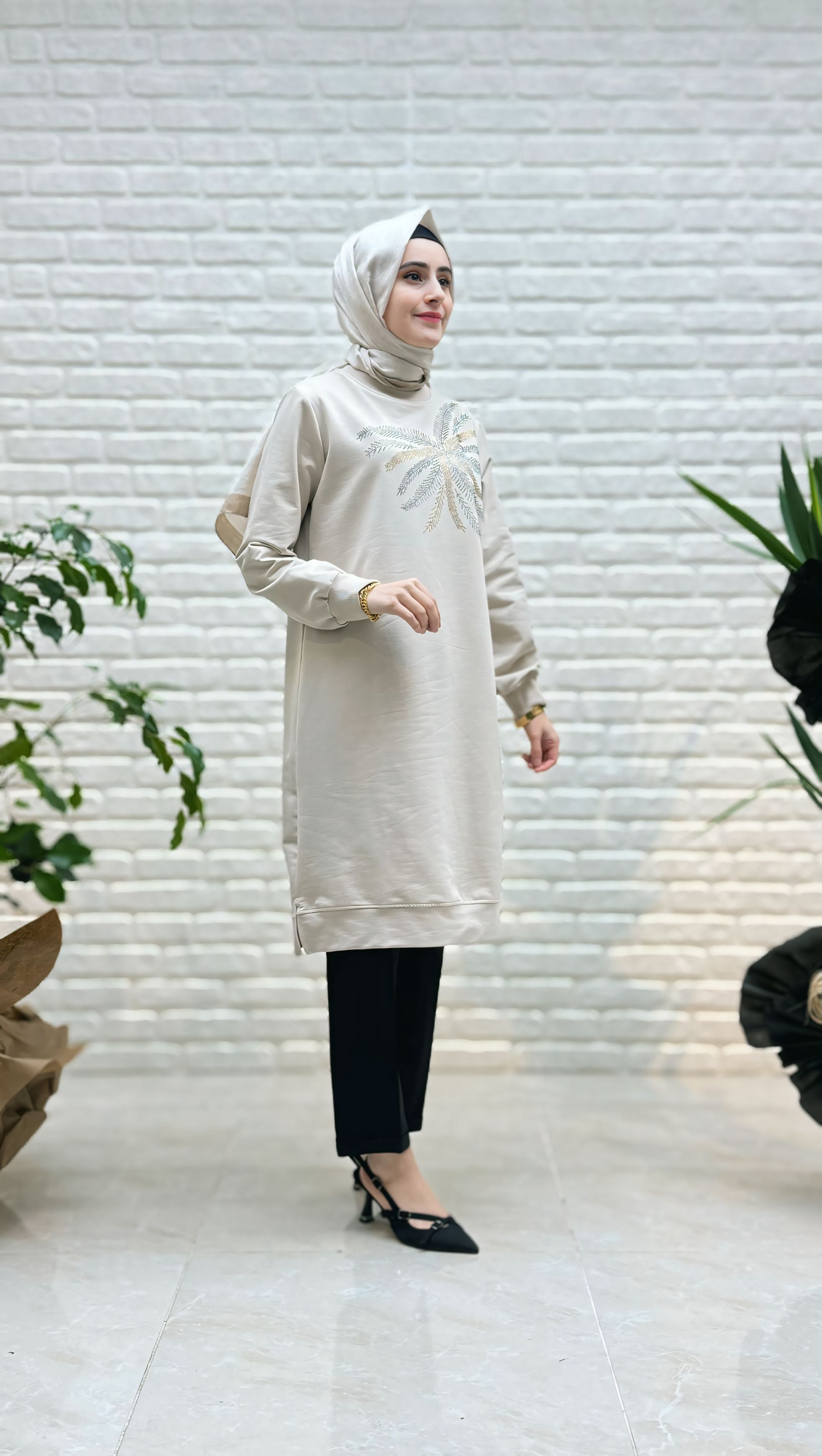 Ayşe Akay Palmiye Desenli Tunik