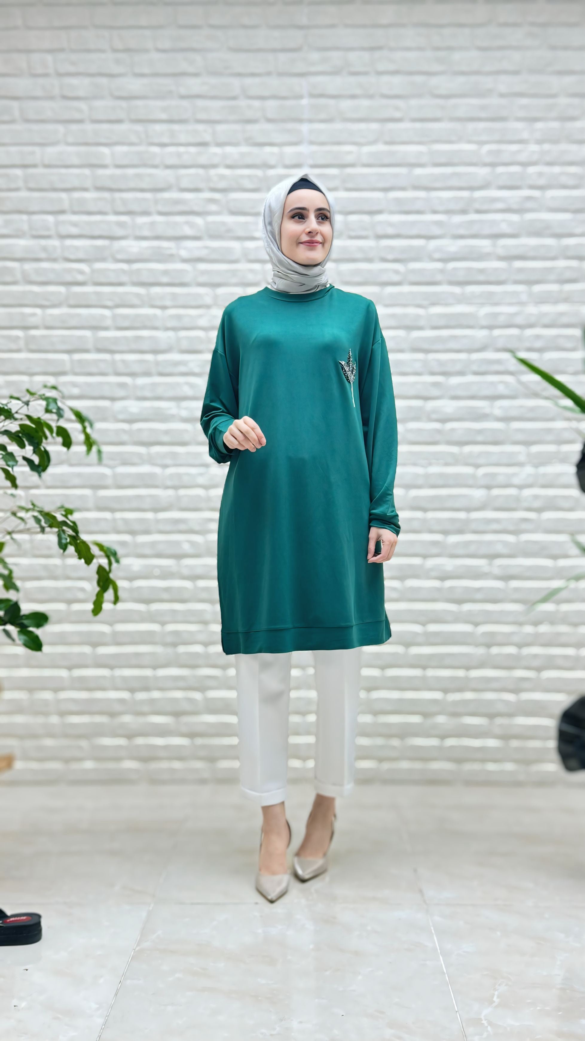 Kado Çınar Yapraklı Uzun Tunik 9653