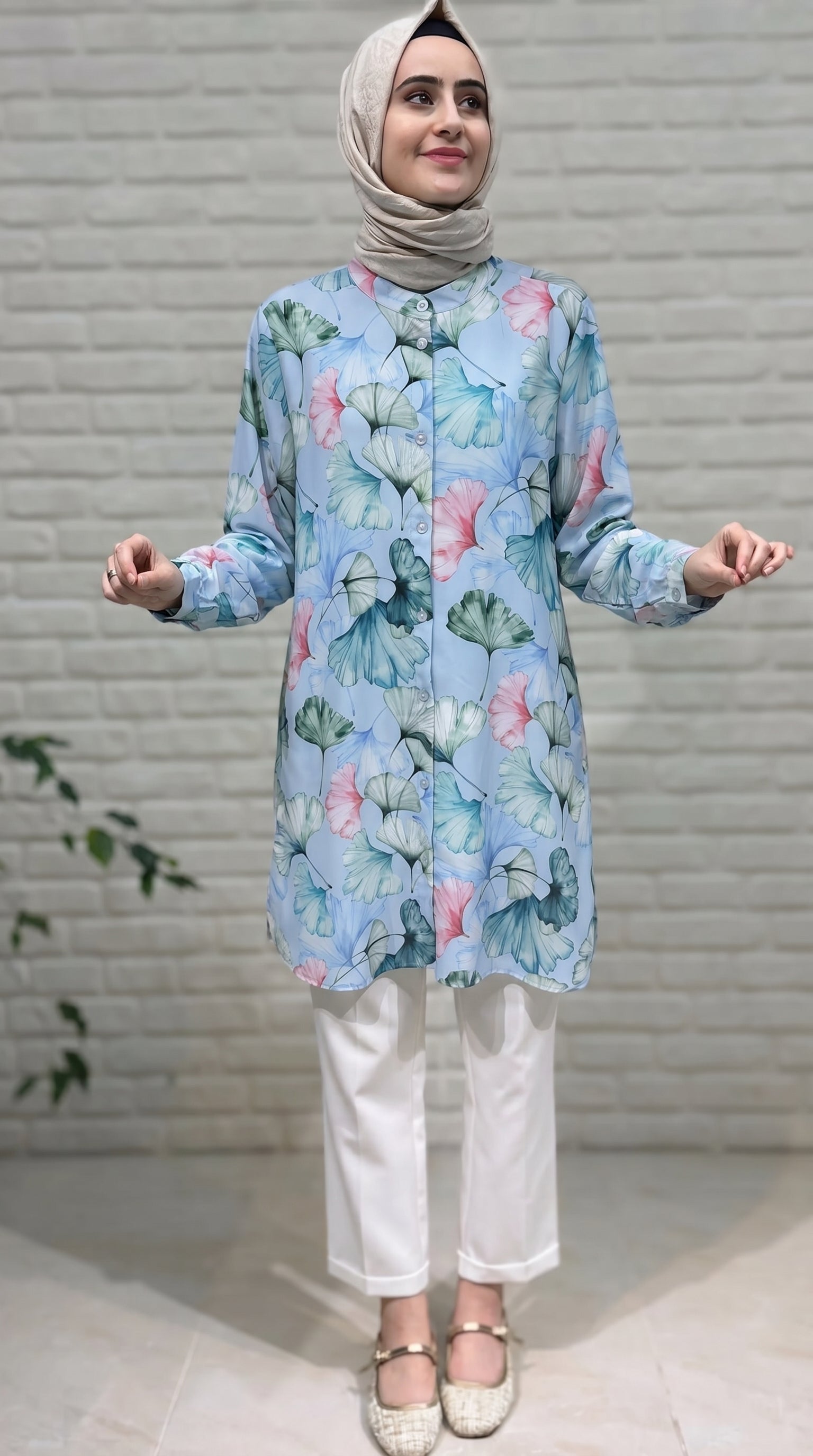 Beranisa Desenli Düğmeli Tunik 4024