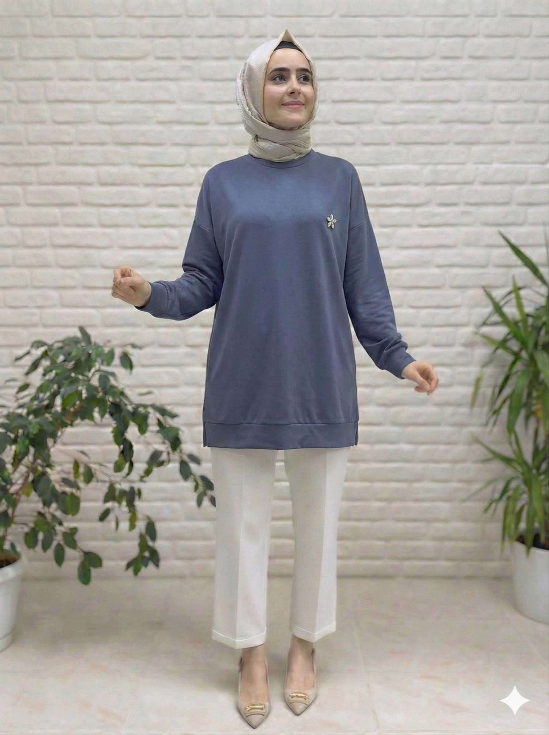 Kado Beyzik Yıldız Broşlu Tunik 257434