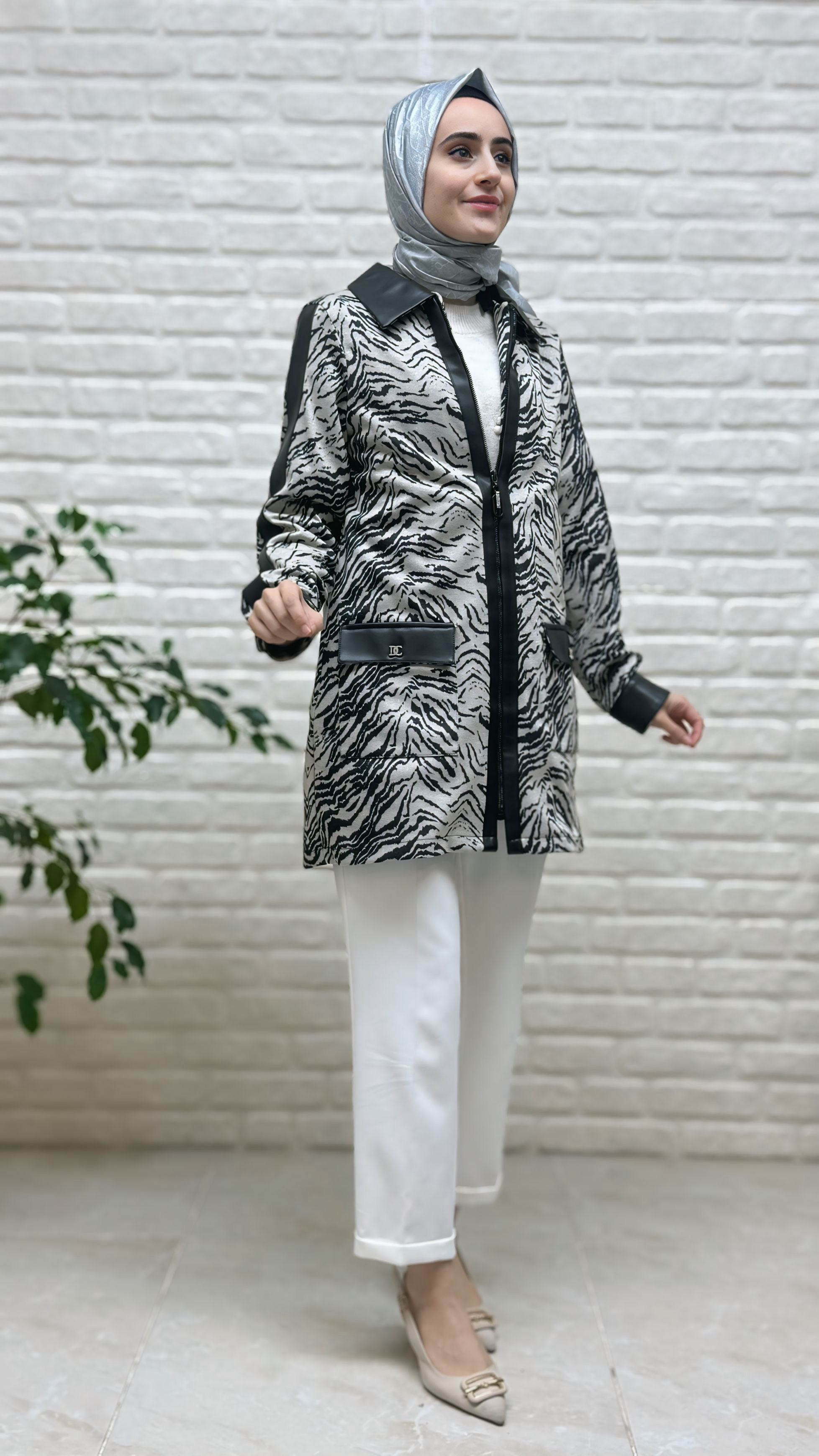 Panova Fermuarlı Deri Tetay Tunik 7468