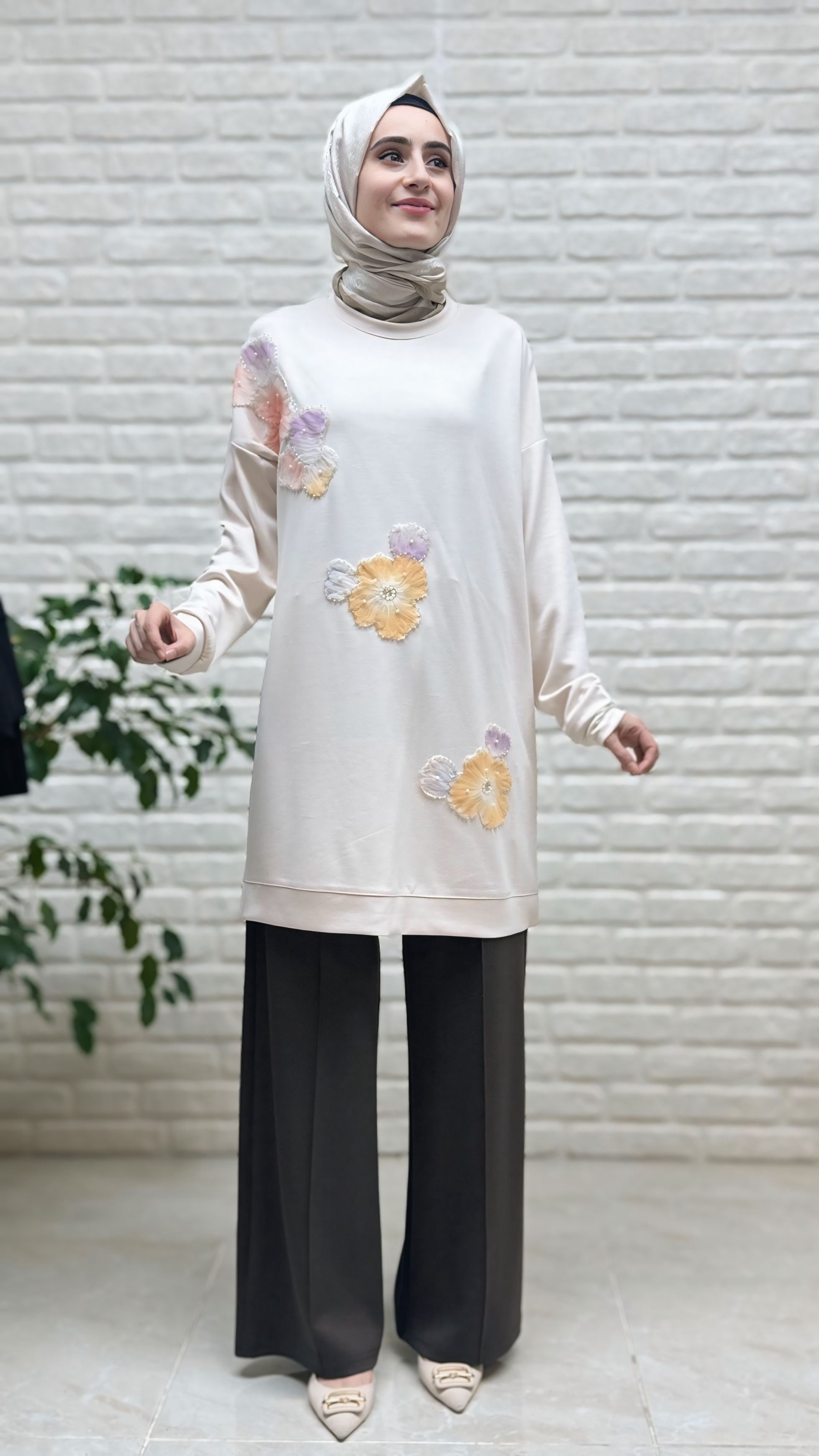 Simay Moda Oysho Çimalı Bol Paça Pantolon 1041