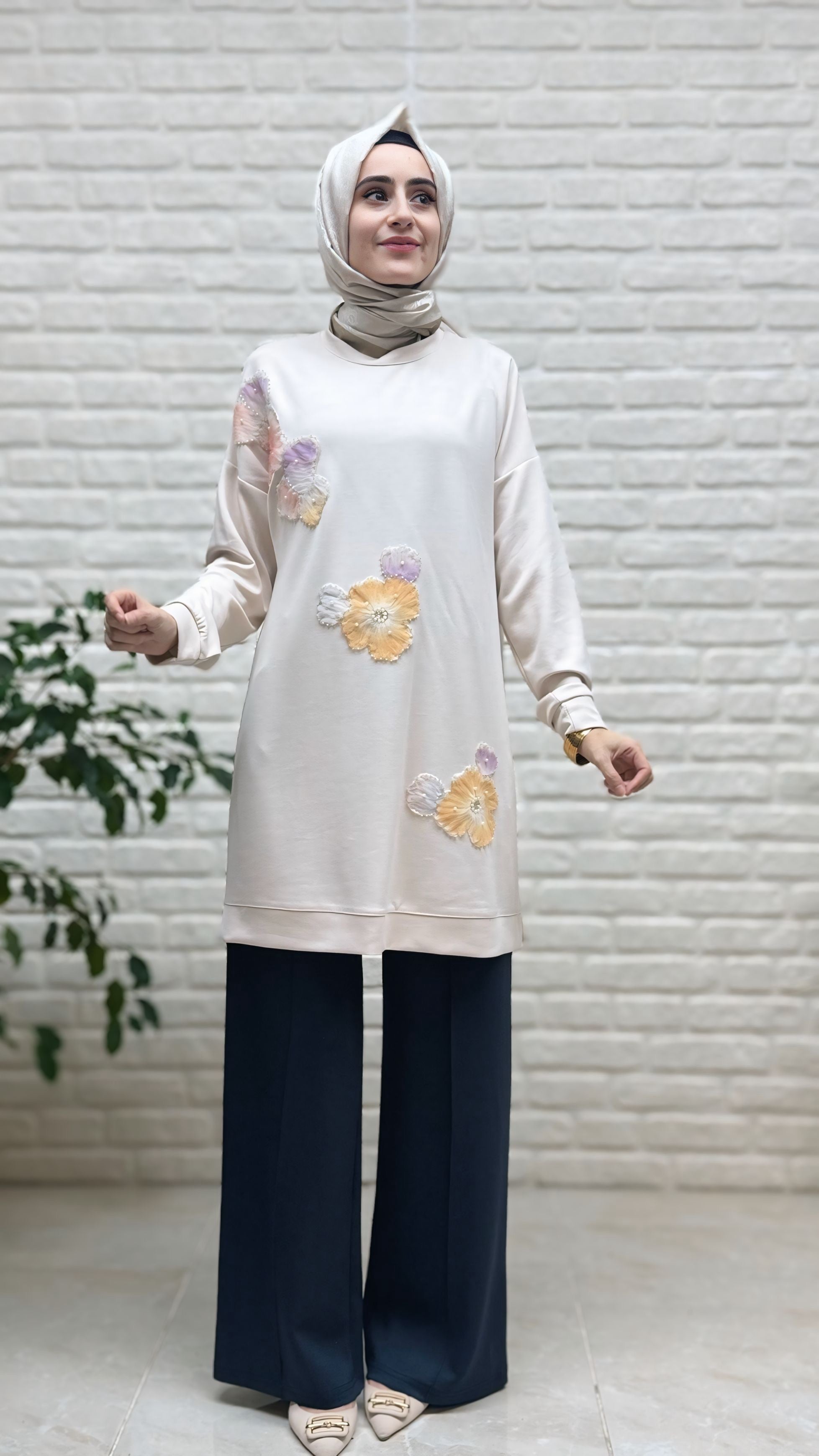 Simay Moda Oysho Çimalı Bol Paça Pantolon 1041