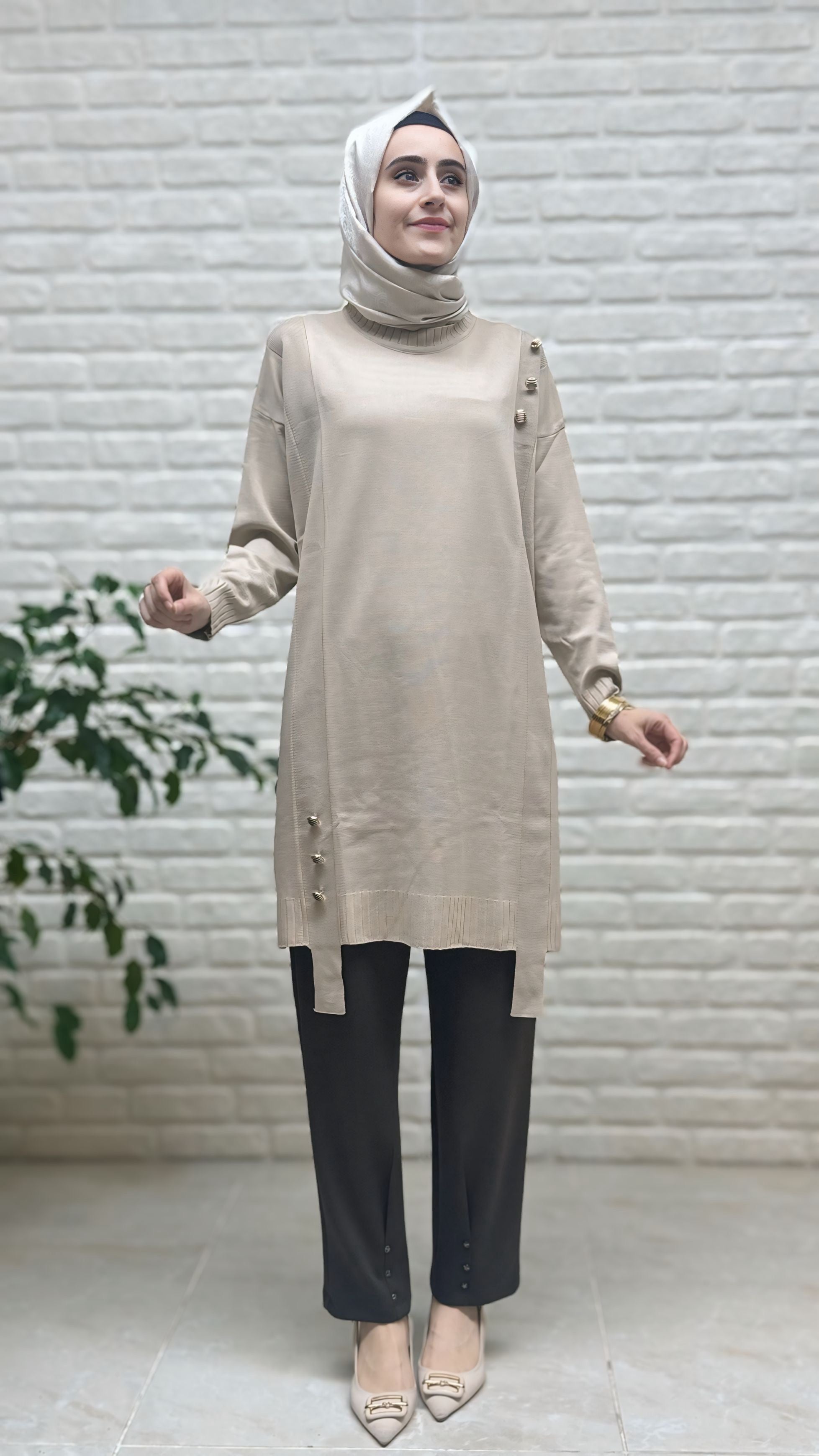 Simay Moda Oysho Paça Pile 3 Rivetli Pantolon 1049