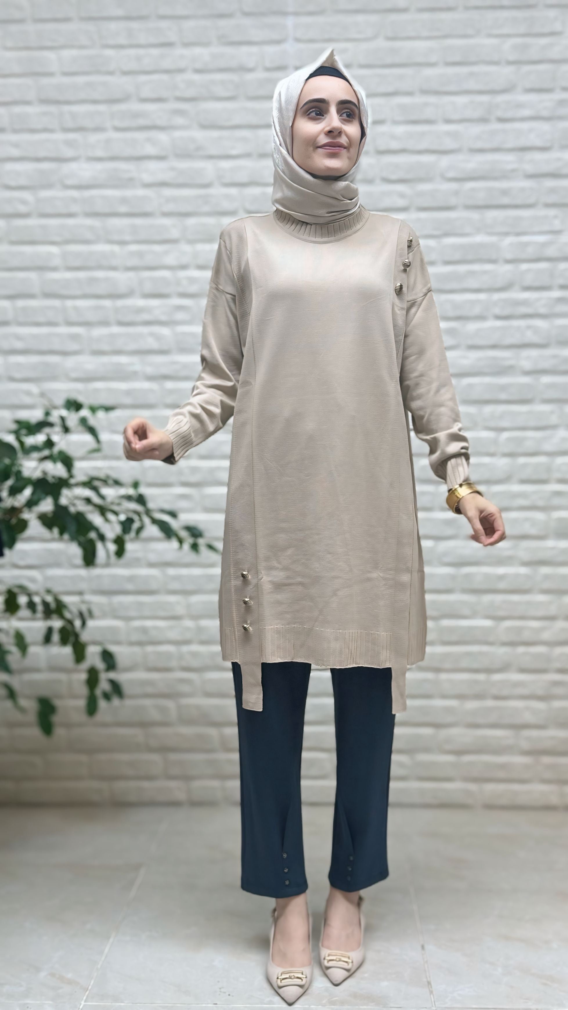 Simay Moda Oysho Paça Pile 3 Rivetli Pantolon 1049