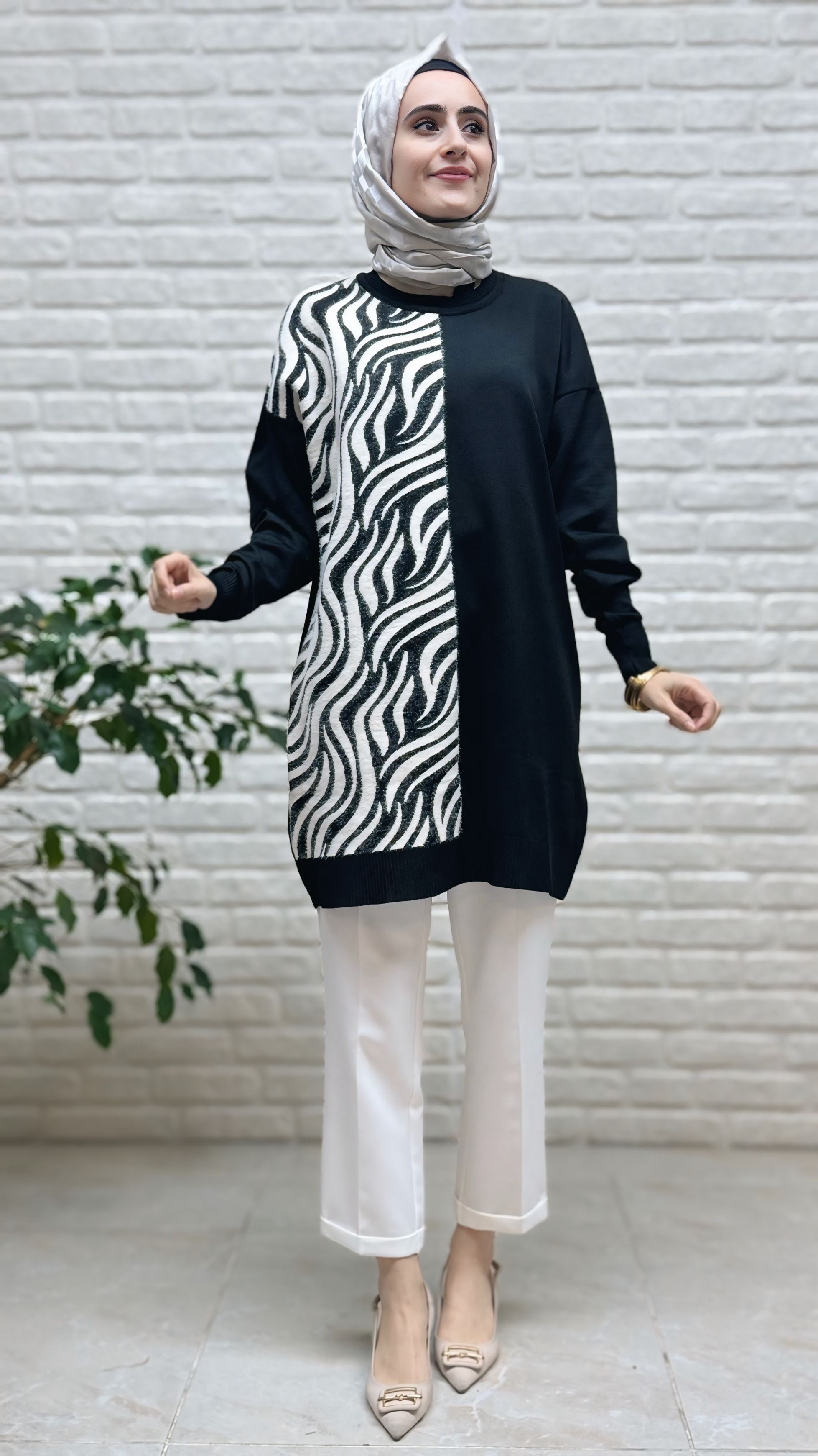 Novalüks Sakal Detay Soğuk İp Tunik 3284