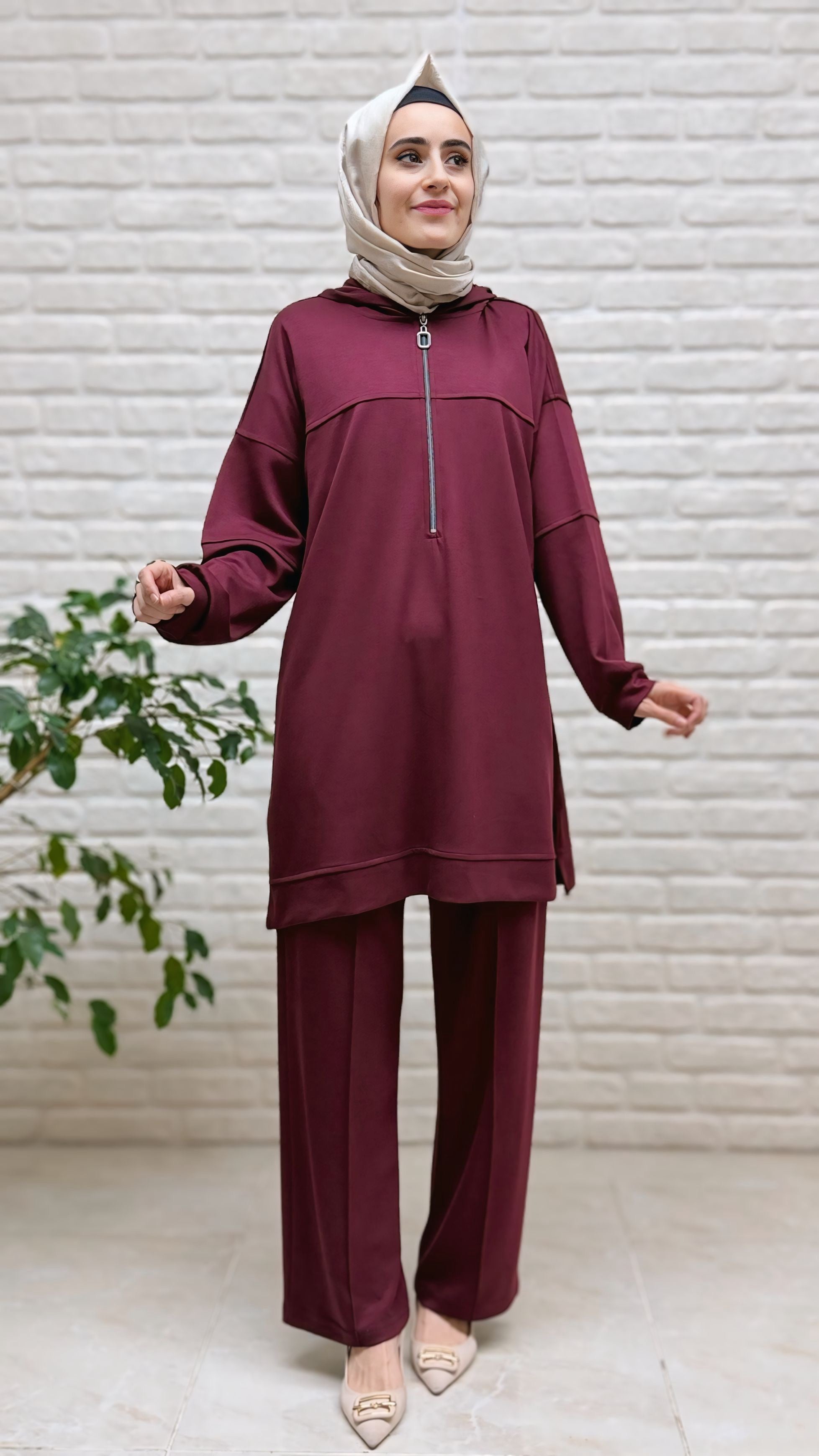 Moda Park Kapşonlu Fermuarlı Tunik 3959