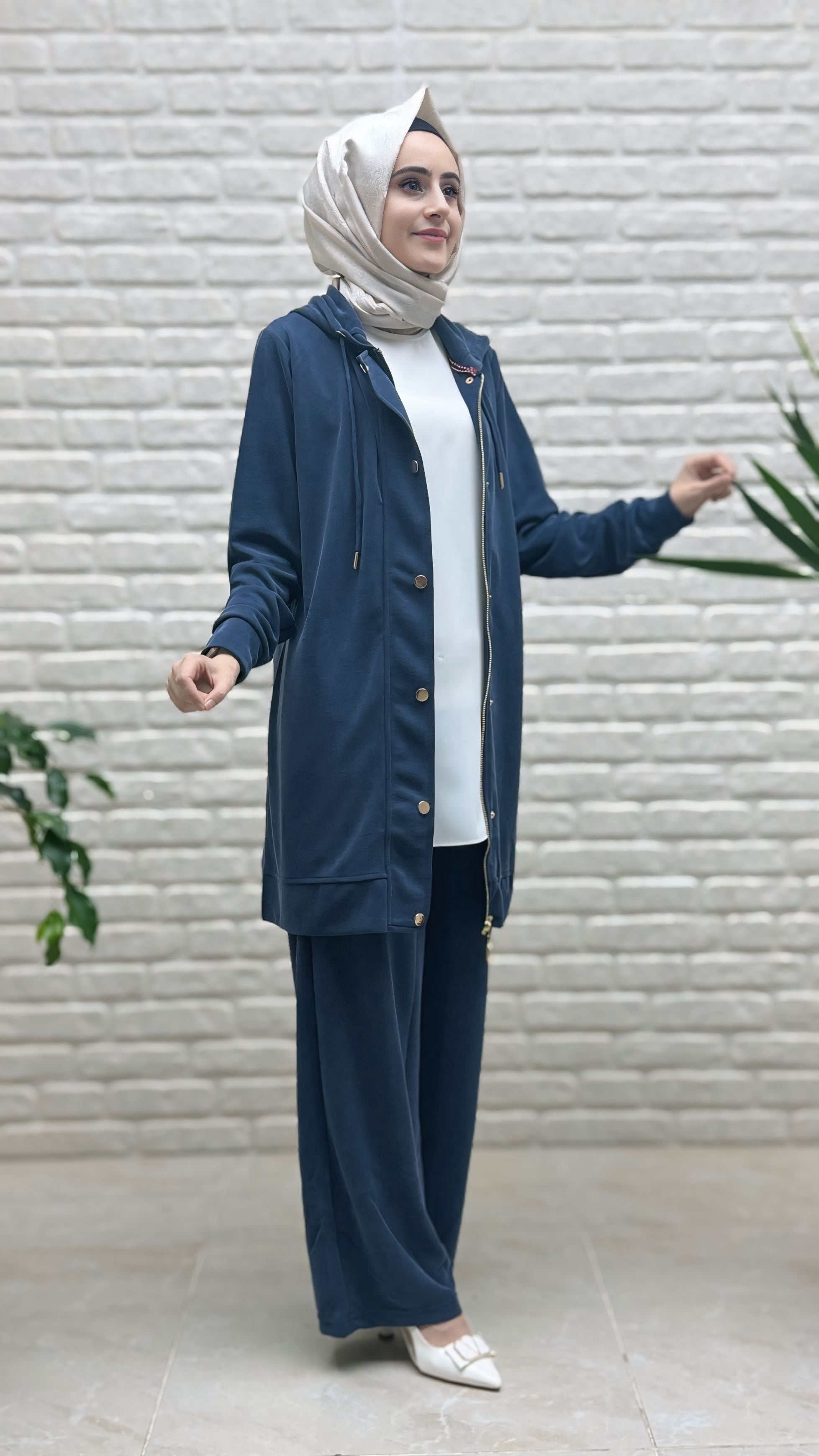 Ayşe Akay Çıtçıtlı Pantolonlu Takım 9714