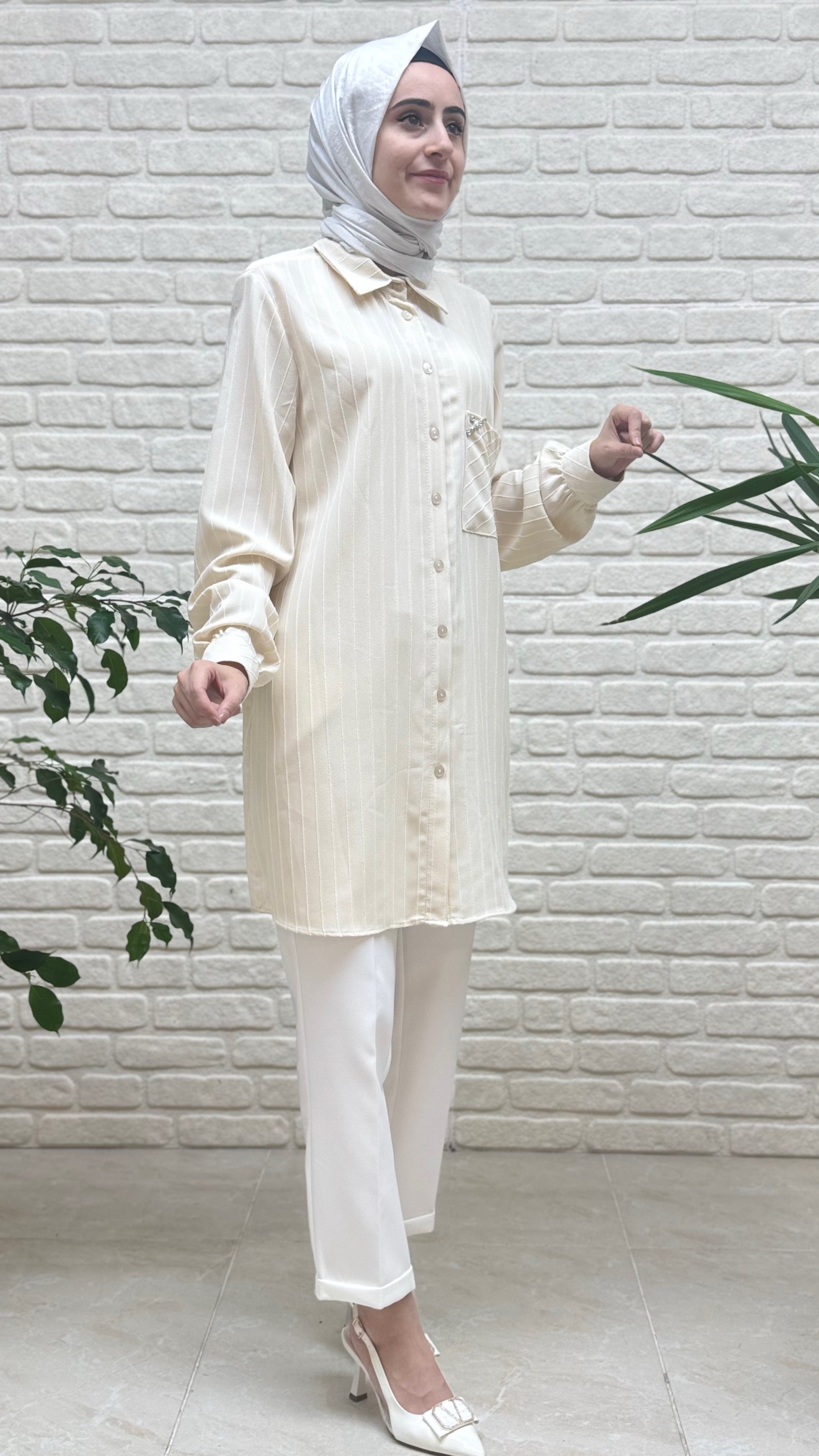 Eylül Cebi Taşlı Çizgili Linda Tunik 1674