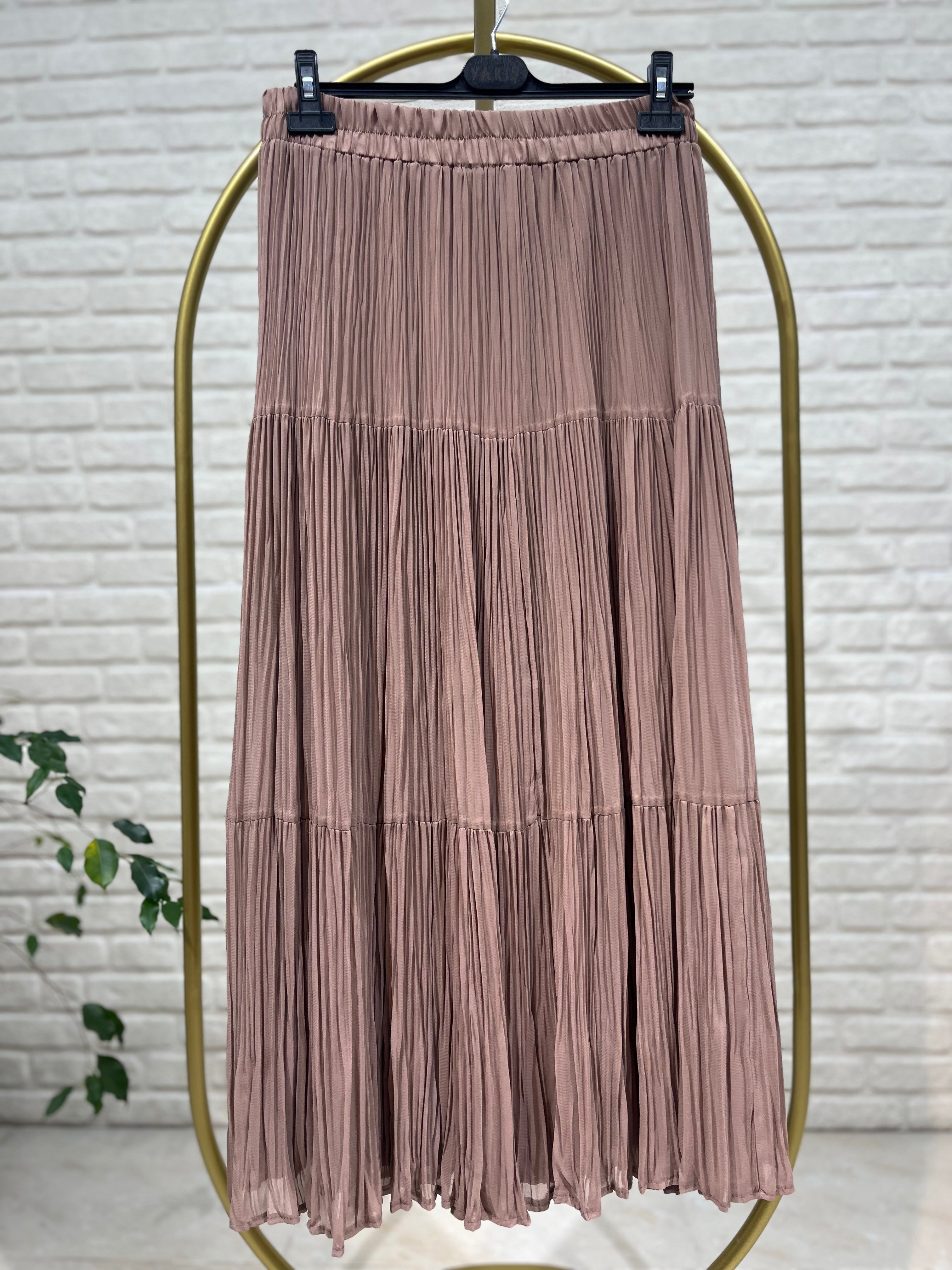 Yarış Şifon Kırıştırma Etek 3406