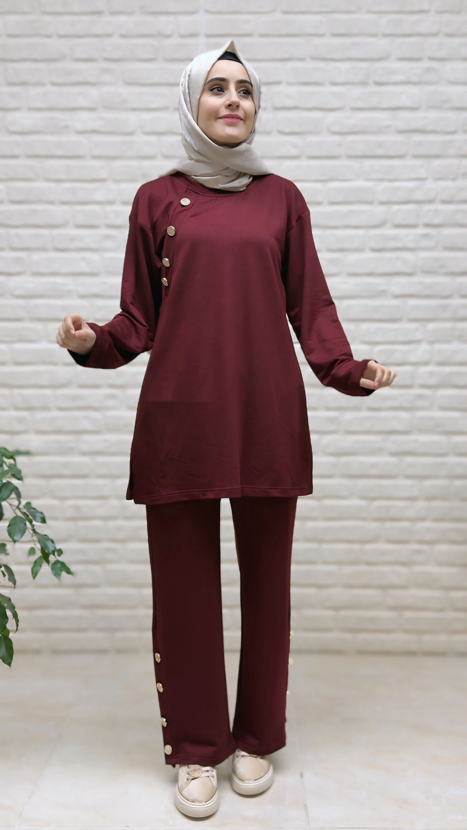 Beranisa Pantolonlu Düğme Detay Takım 3974