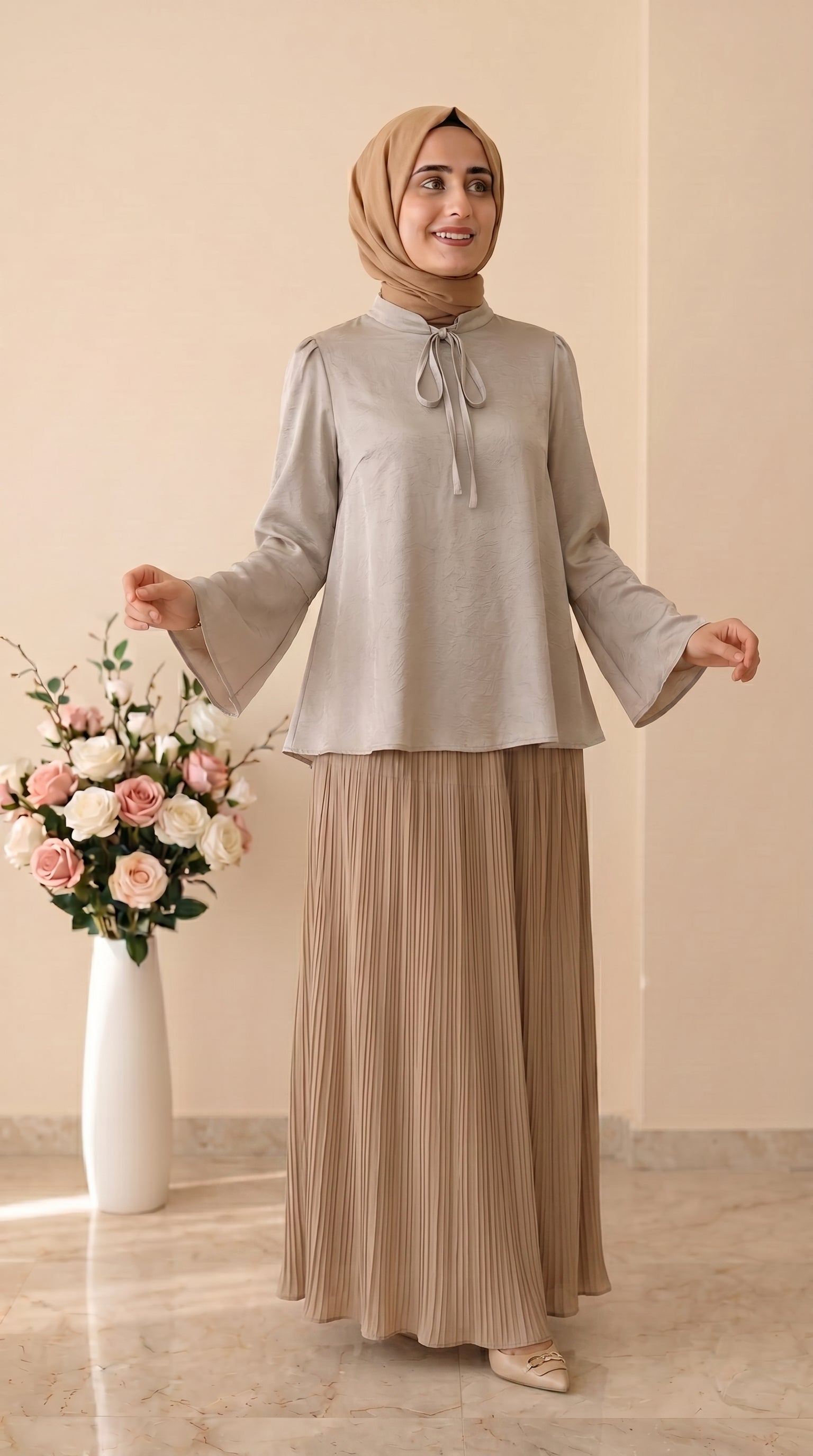 Yarış Şifon Kırıştırma Etek 3406