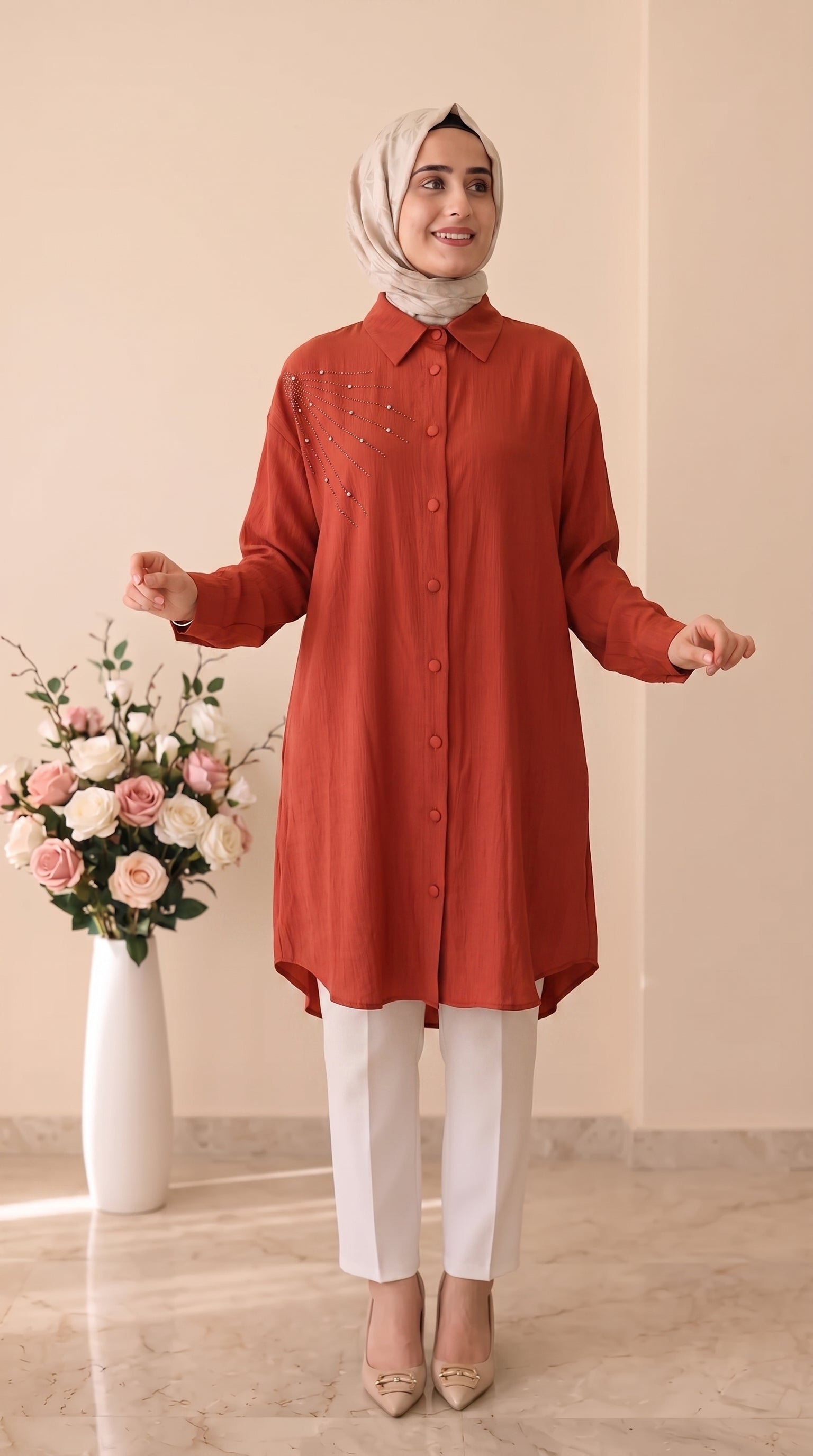 Güner Moda Taş İşlemeli Tunik