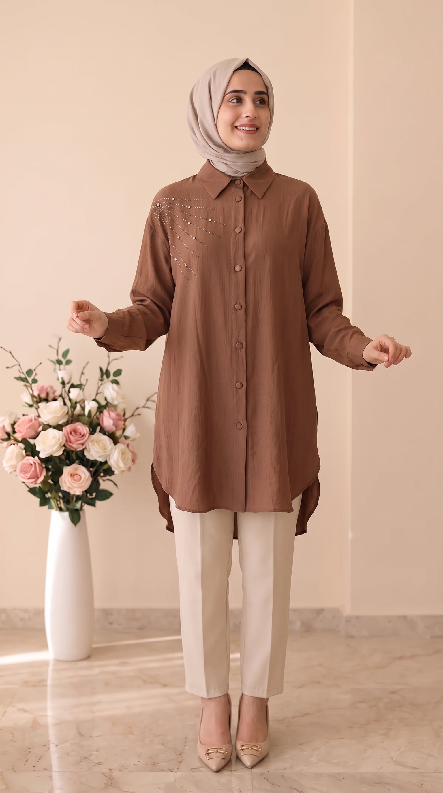 Güner Moda Taş İşlemeli Tunik