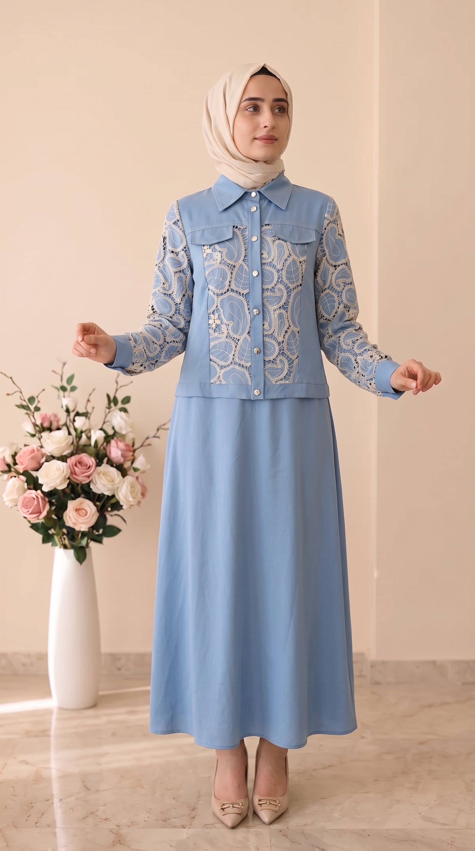 Dua Miss Jile Dantel Detay Elbise 3039