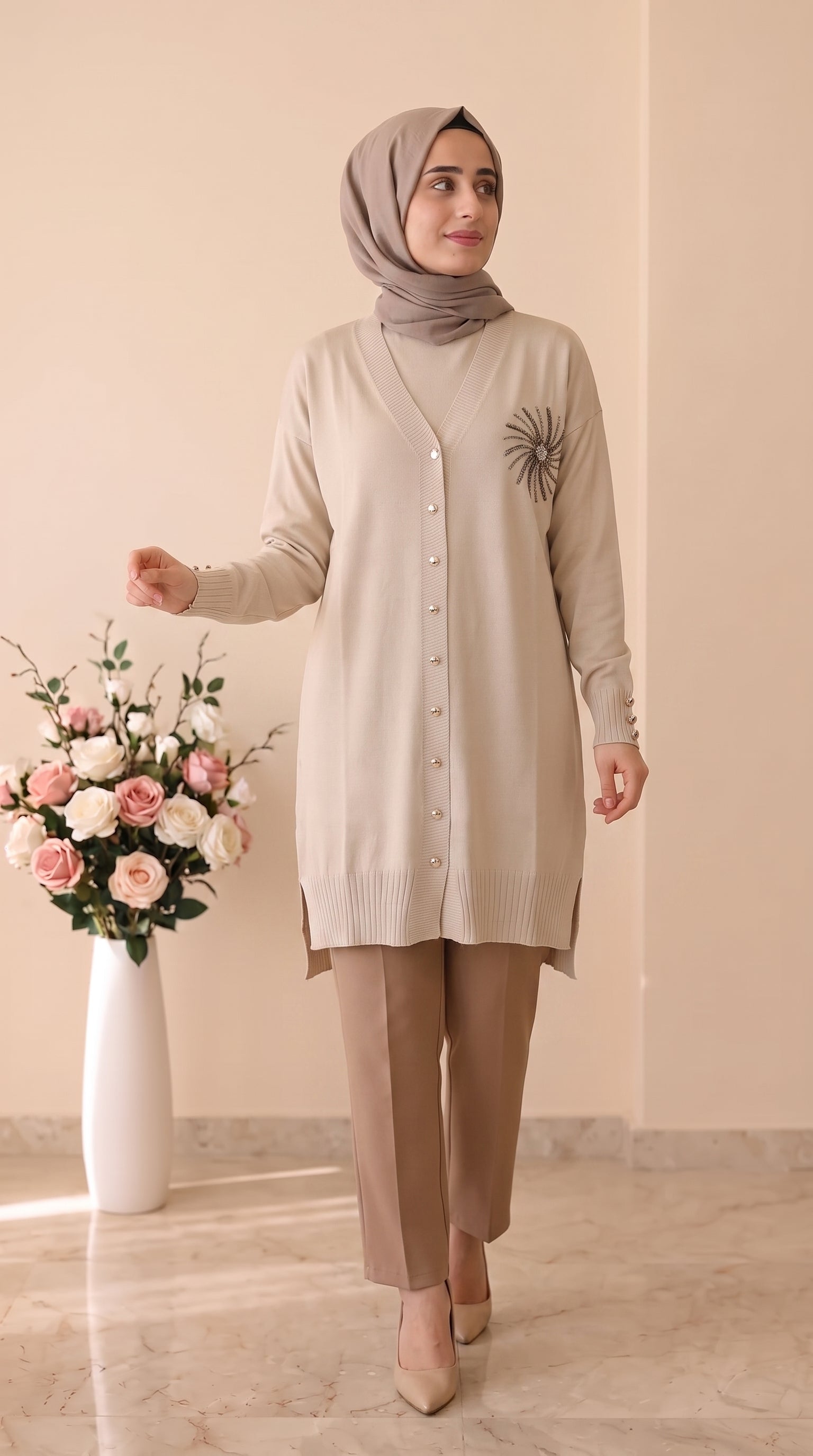 Beranisa TaŞ İşlemeli Soğuk ip Hırka 3362