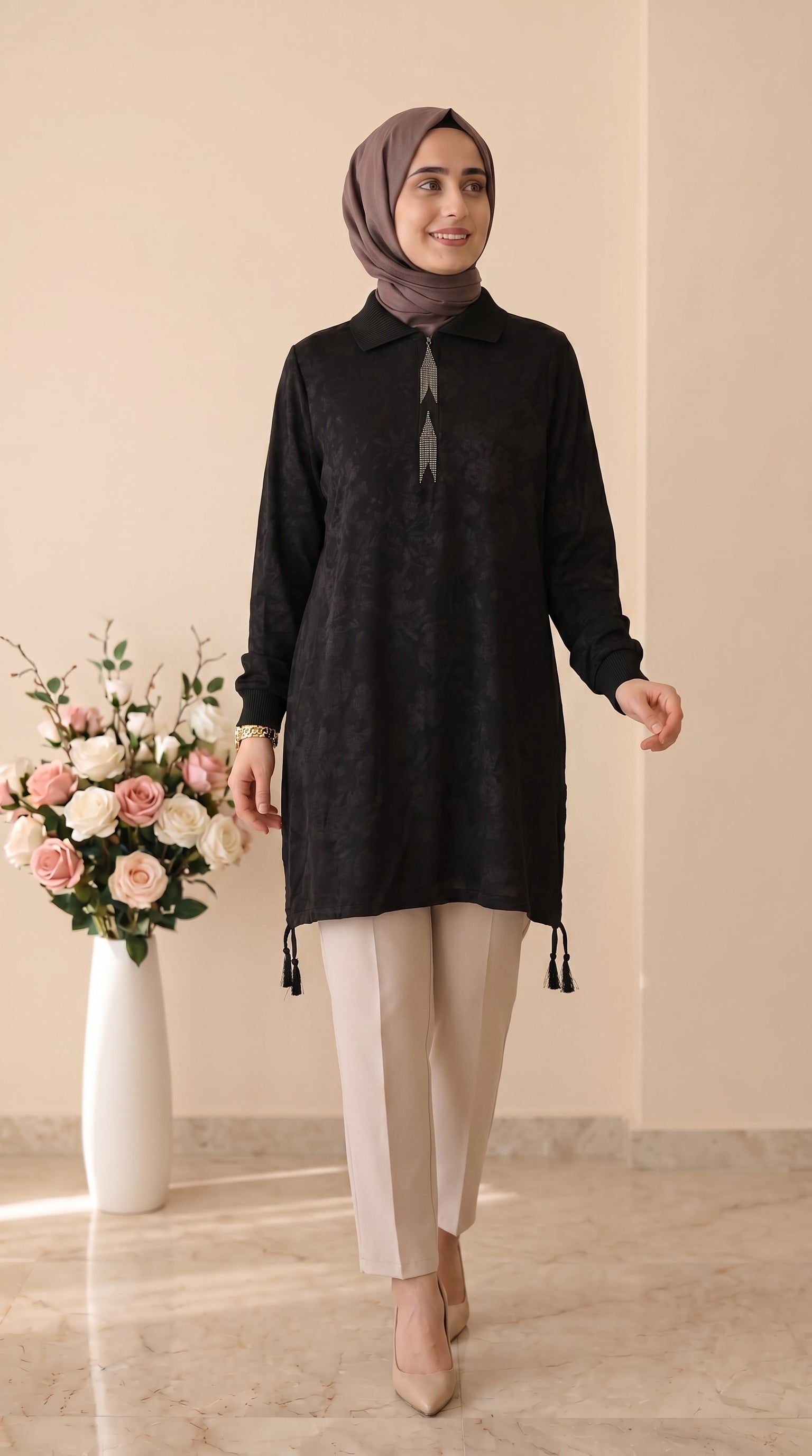 Kado Taşlı Jakarlı Tunik 262052