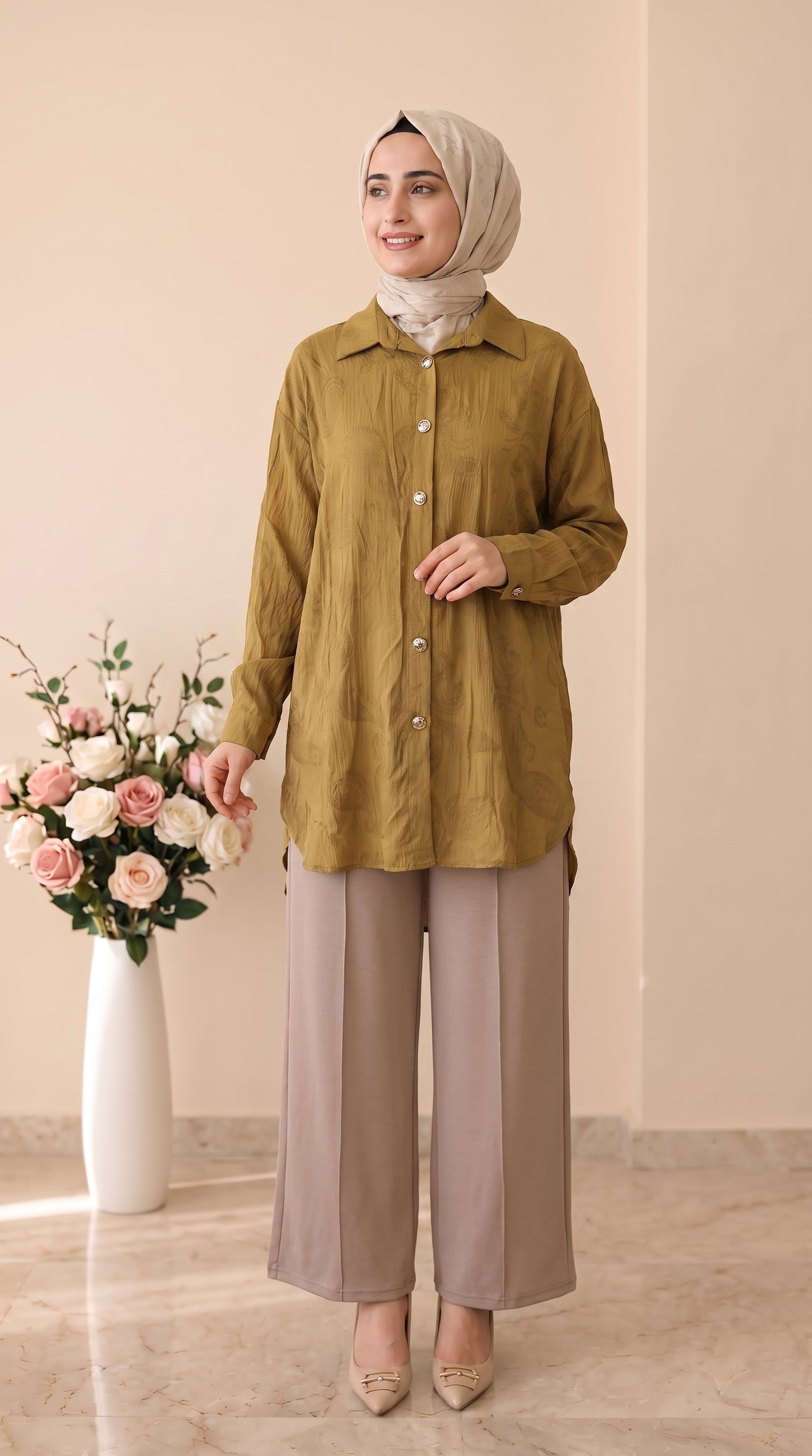 Simay Moda Oysho Çimalı Bol Paça Pantolon 1041
