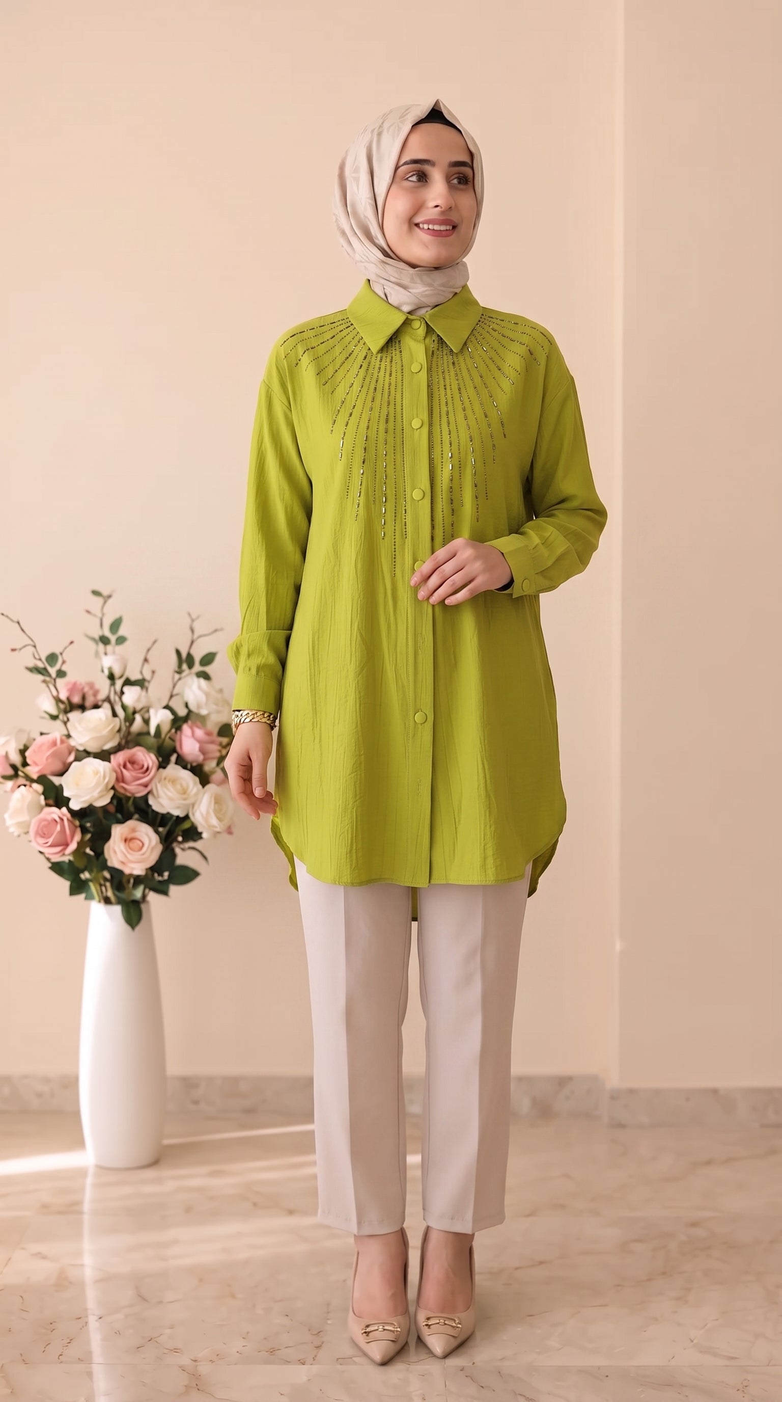 Güner Moda Taş İşlemeli Tunik 0678