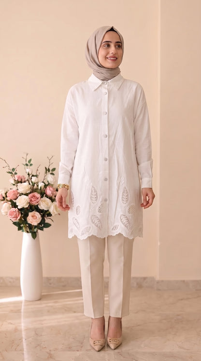Güner Moda Dantel İşlemeli Tunik