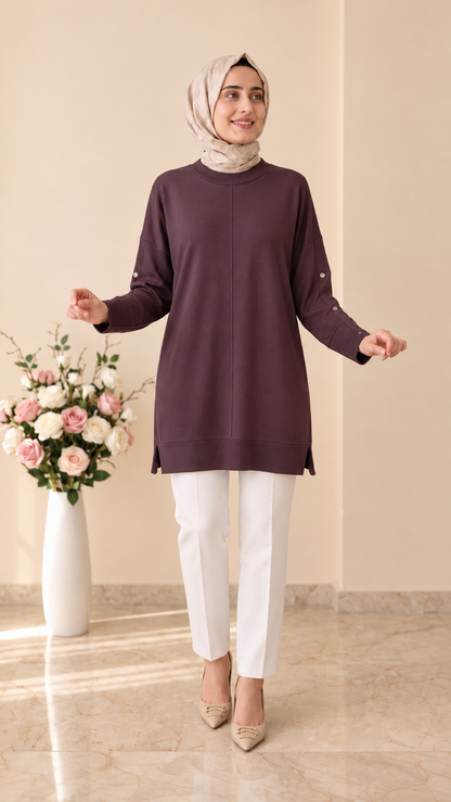 Kado Kolları Düğme Detaylı Tunik 262484