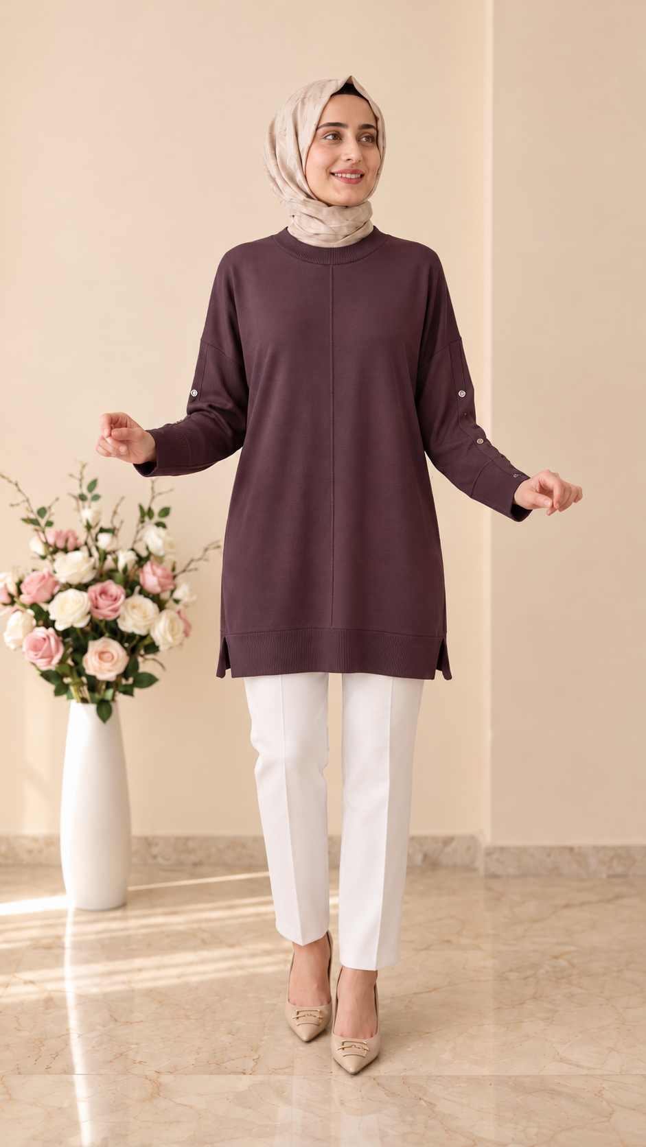 Kado Kolları Düğme Detaylı Tunik 262484