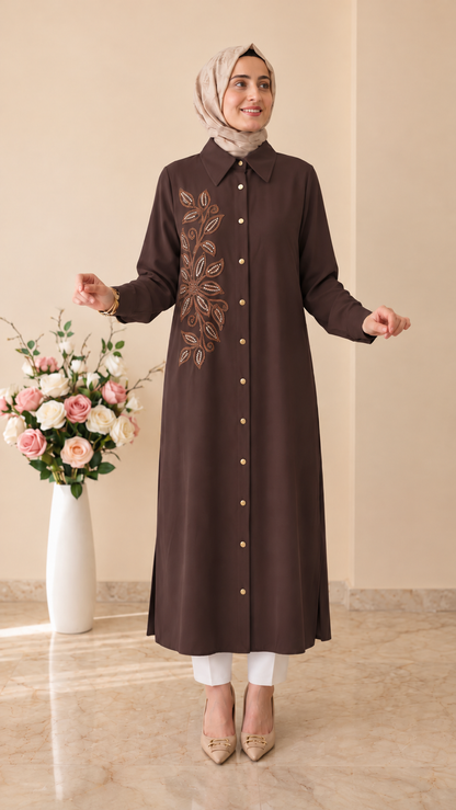 Kado Çiçek Detaylı Uzun Tunik 26818