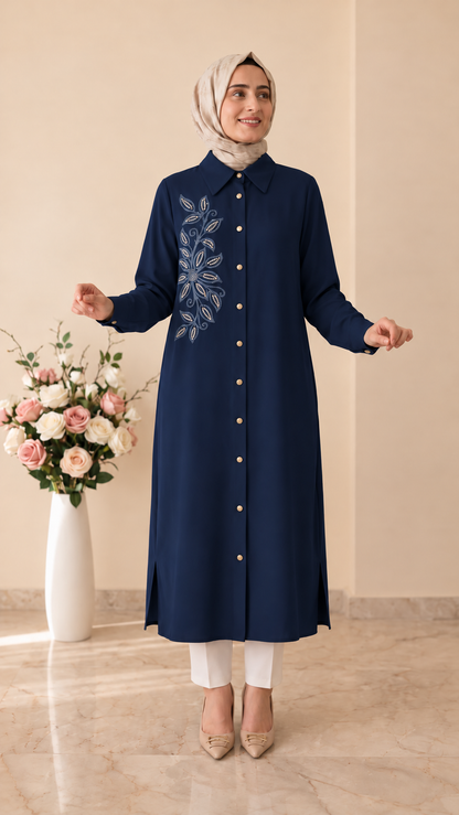 Kado Çiçek Detaylı Uzun Tunik 26818