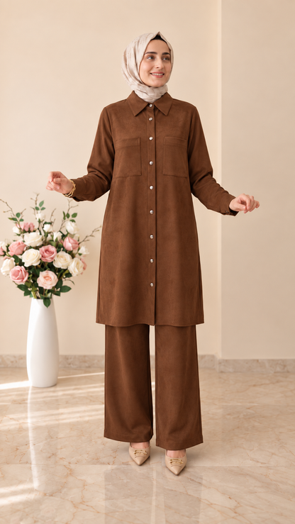 Doque Çıtçıtlı Süet Pantolonlu Takım 56059