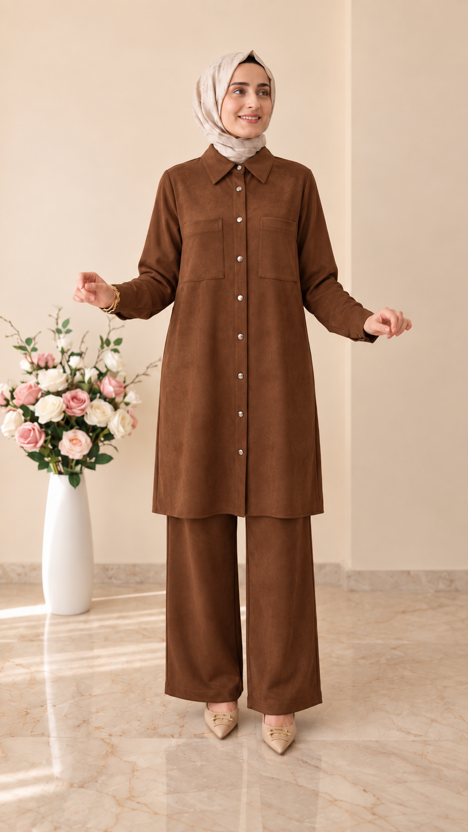 Doque Çıtçıtlı Süet Pantolonlu Takım 56059