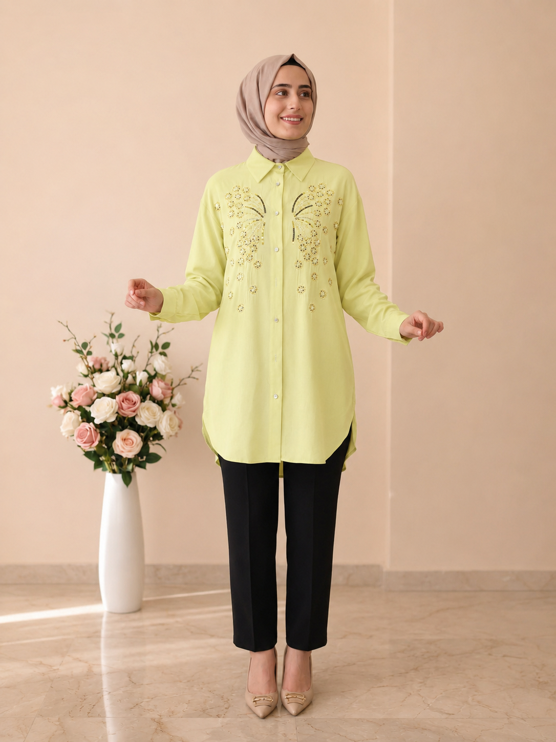 Güner Moda Taş İşlemeli Tunik