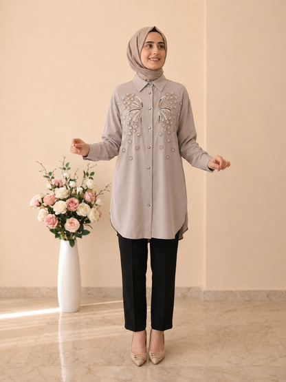 Güner Moda Taş İşlemeli Tunik