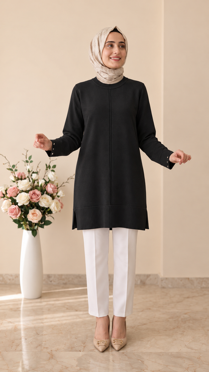 Kado Kolları Düğme Detaylı Tunik 2726076